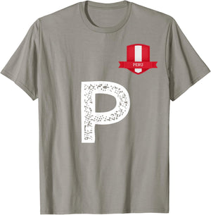 Peru Human Flag Letter P Peru T-Shirt - T-Shirt | Sand