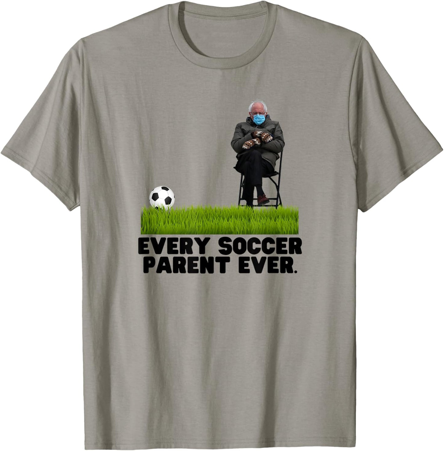 Funny Bernie Sanders Chair Meme Mittens Soccer Ball Mom T-Shirt - T-Shirt | Sand
