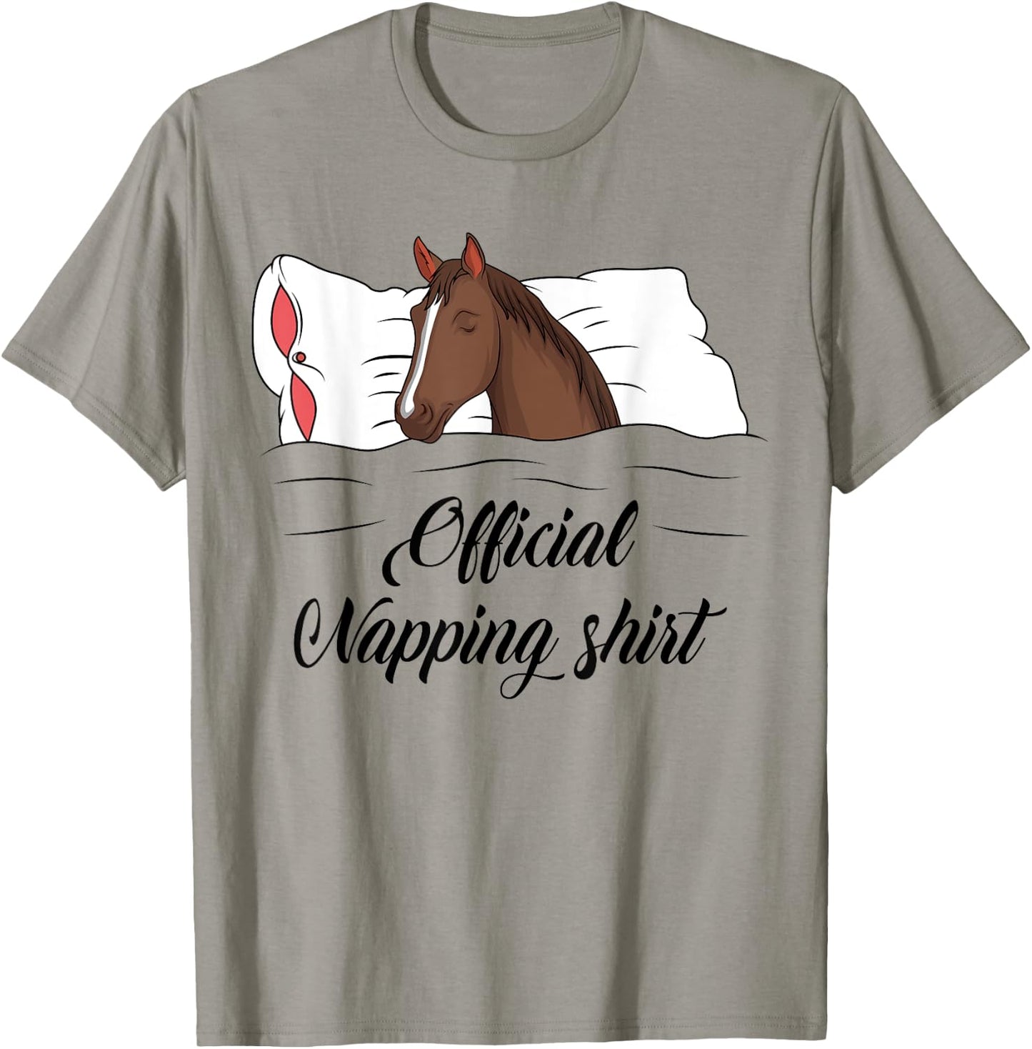 Sleeping Horse Lover Pyjamas Official Napping T-Shirt - T-Shirt | Sand
