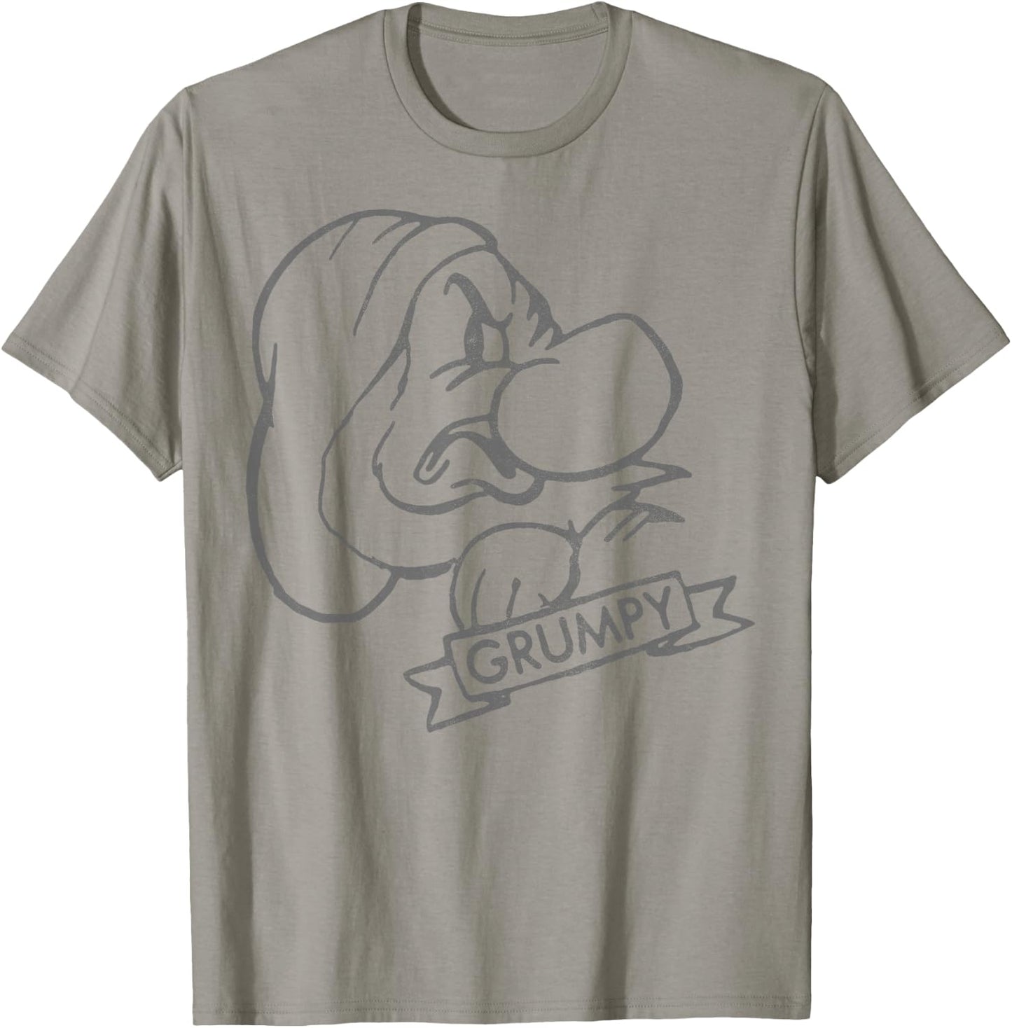 Disney Snow White Grumpy Line Art Big Face T-Shirt - T-Shirt | Sand