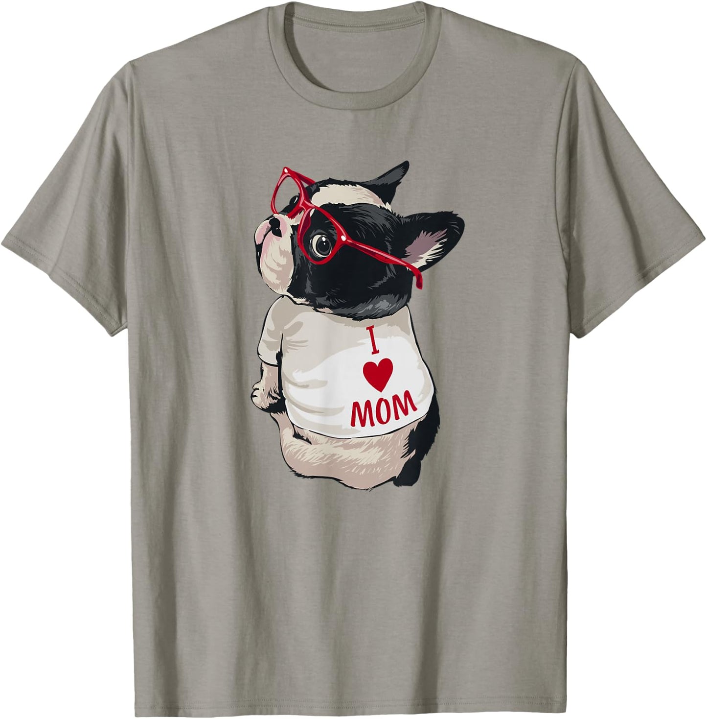 Girls I Heart Mom Love Mama Boston Terrier Dog Lover T-Shirt - T-Shirt | Sand