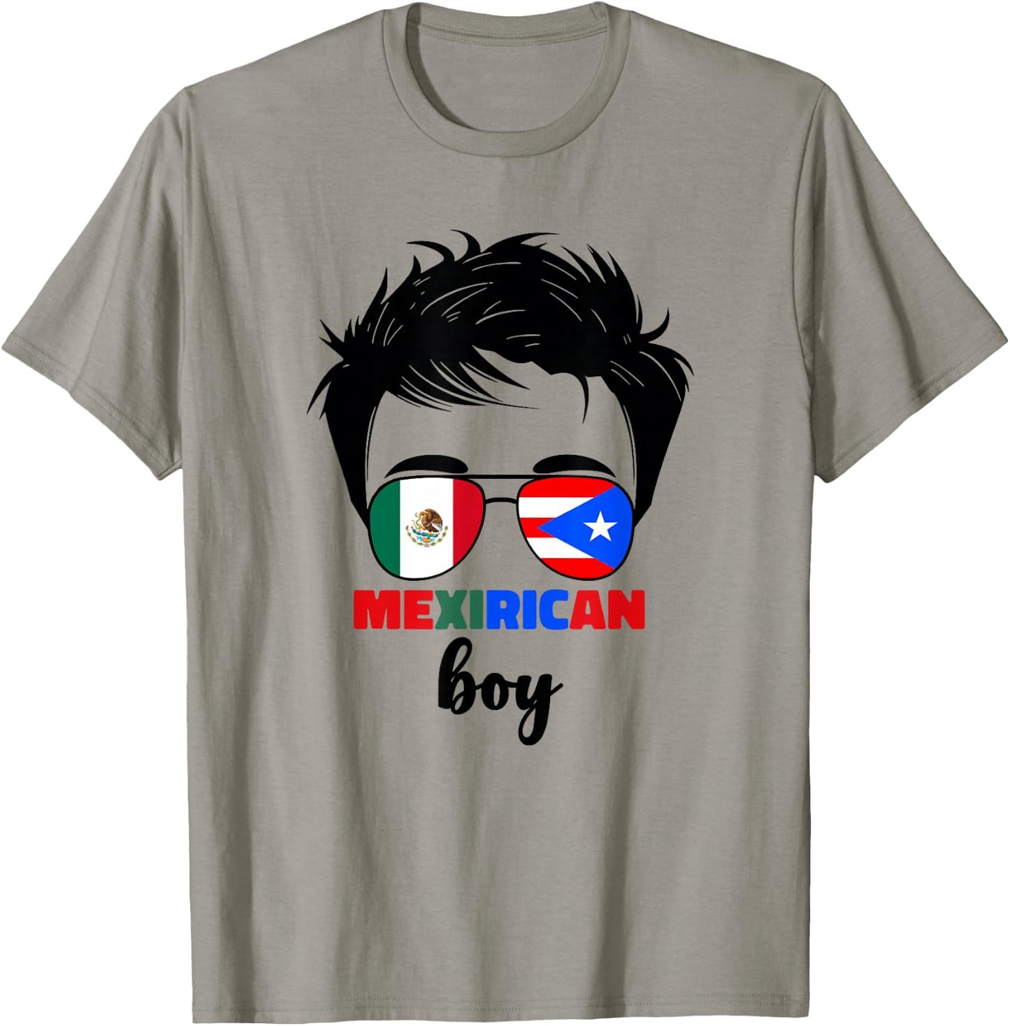 Mexirican Boys Kids Half Mexican And Puerto Rican Rico Flag T-Shirt - T-Shirt | Sand