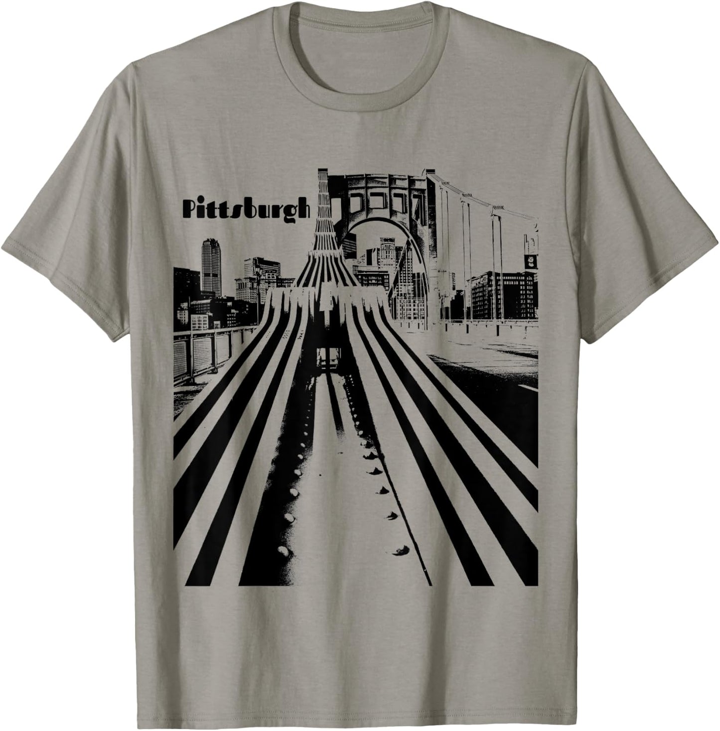 Pittsburgh City Skyline Bridge Steel City Pennsylvania 412 T-Shirt - T-Shirt | Sand