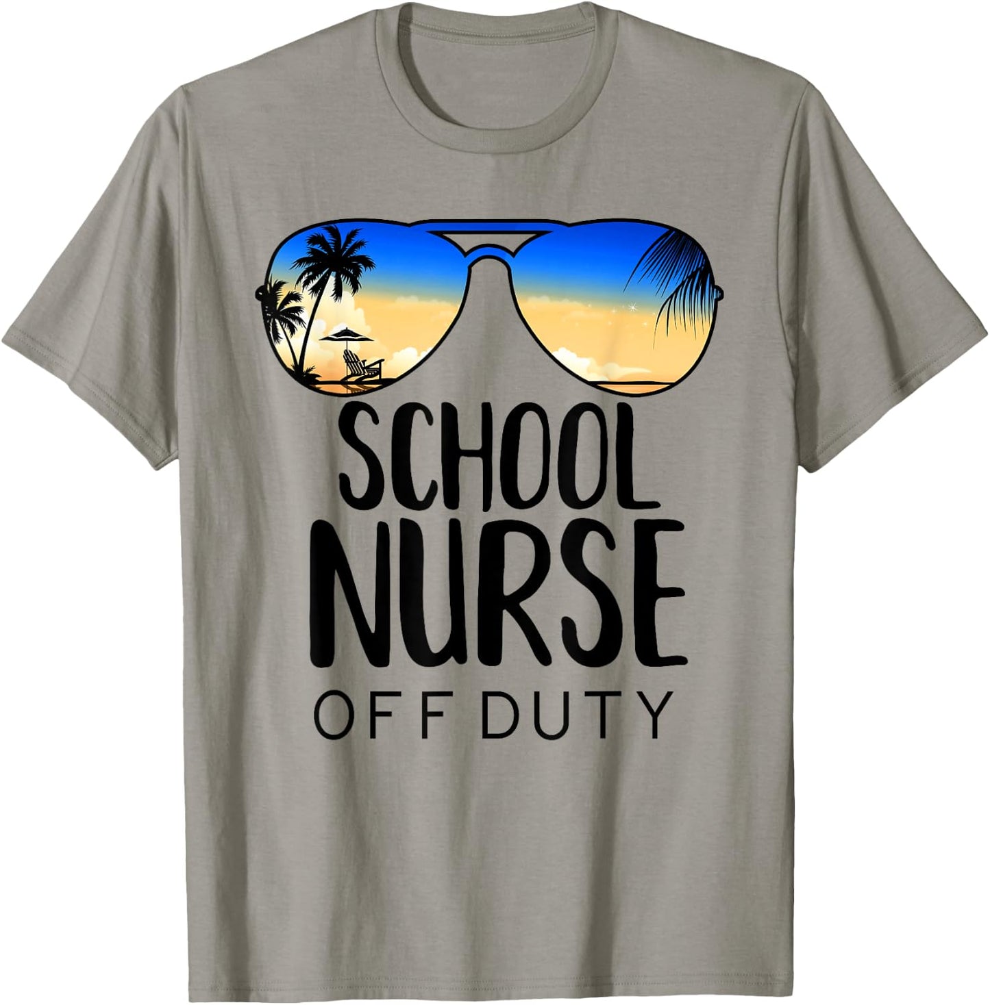 School Nurse Off-Duty Sunglasses Beach Sunset Women T-Shirt - T-Shirt | Sand