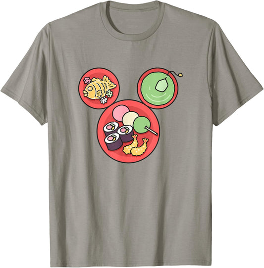 Disney Mickey and Friends Japanese Food Plates Mickey Ears T-Shirt - T-Shirt | Sand