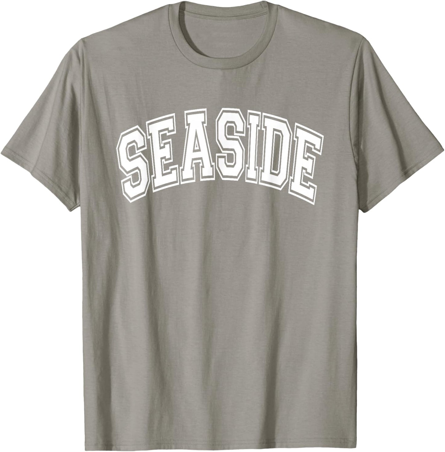 Seaside Arched Style Text Pink with White Print T-Shirt - T-Shirt | Sand