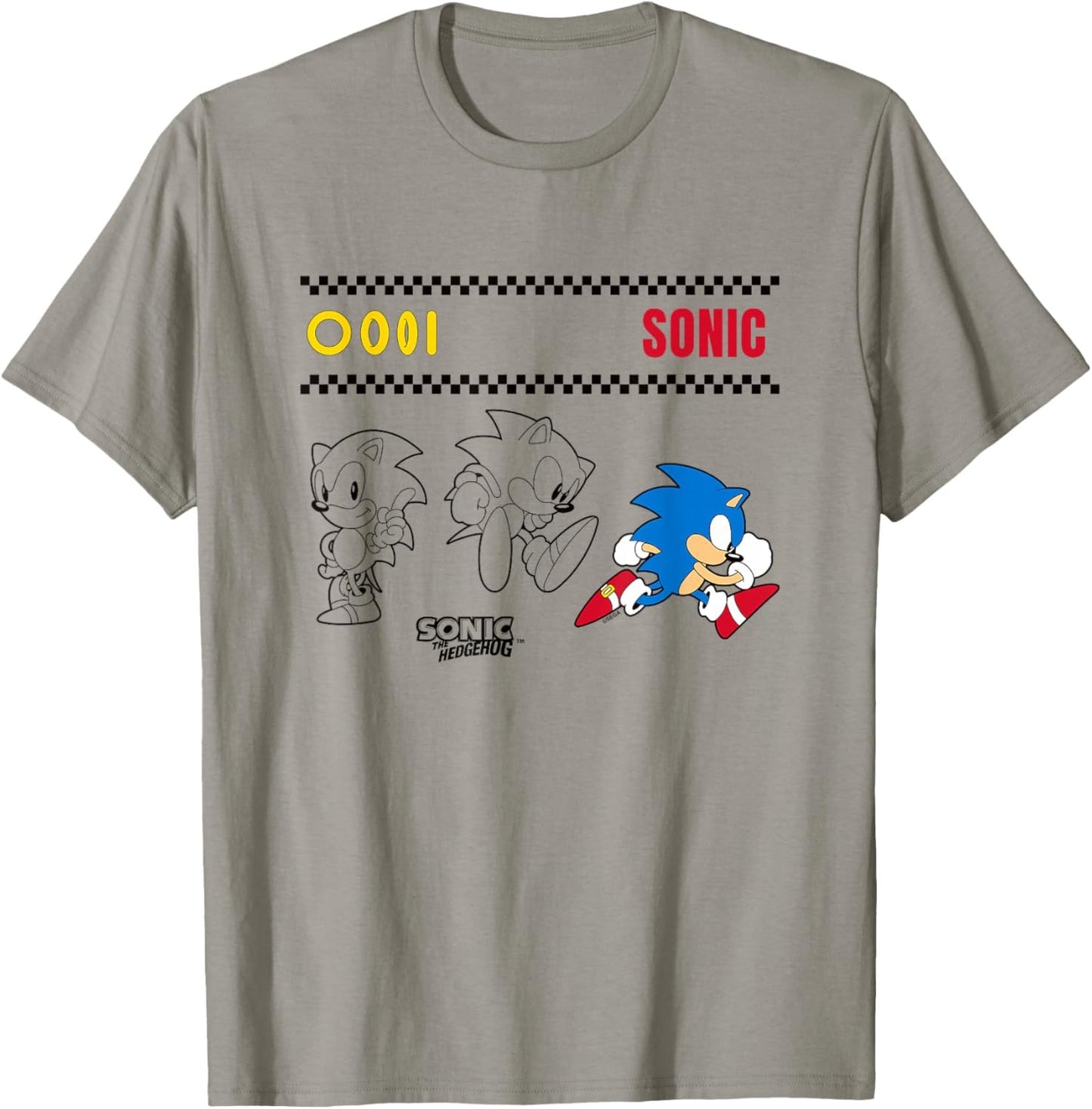 Sonic The Hedgehog Many Poses Cute Sketches T-Shirt - T-Shirt | Sand
