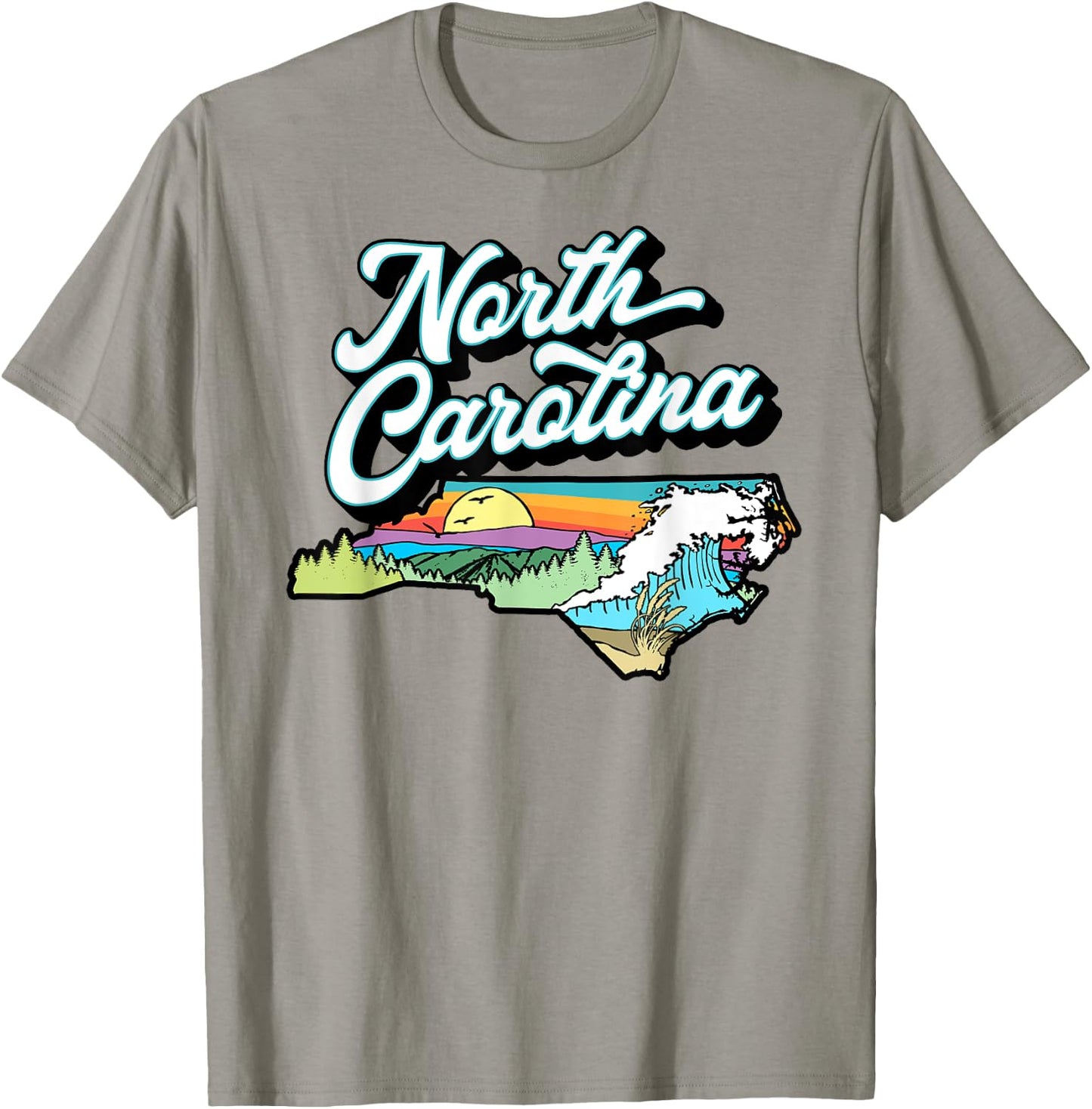 North Carolina Vintage Nature Lover Mountains & Beach Retro Women Kids T-Shirt - T-Shirt | Sand
