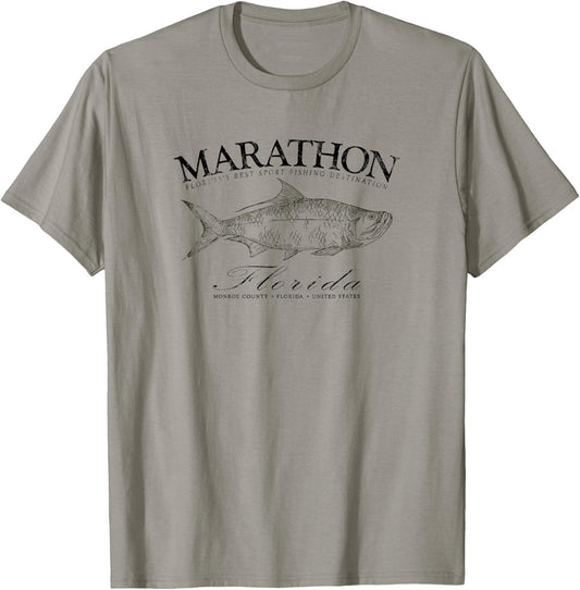 Marathon Tarpon Fishing in Monroe County Florida T-Shirt - T-Shirt | Sand