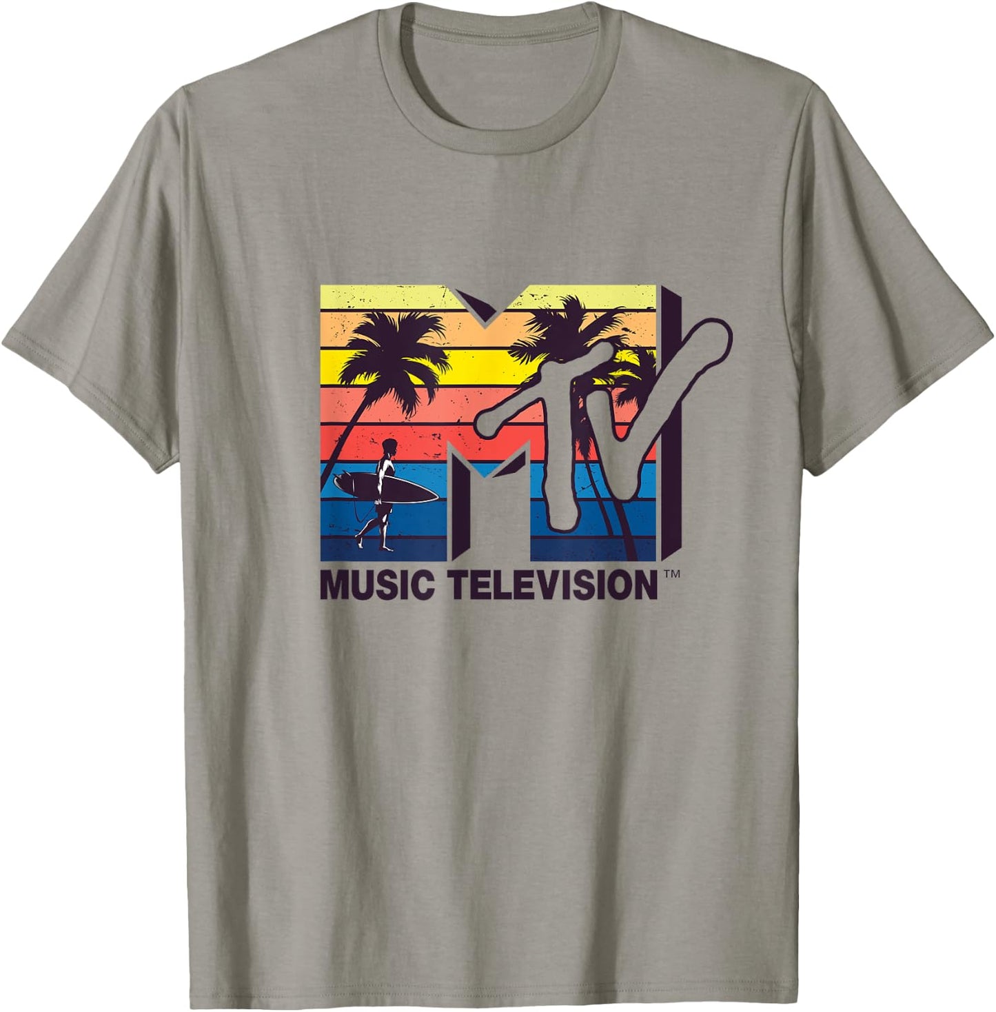 Mademark x MTV - The official MTV Logo with Vintage Surfer and Palms T-Shirt - T-Shirt | Sand