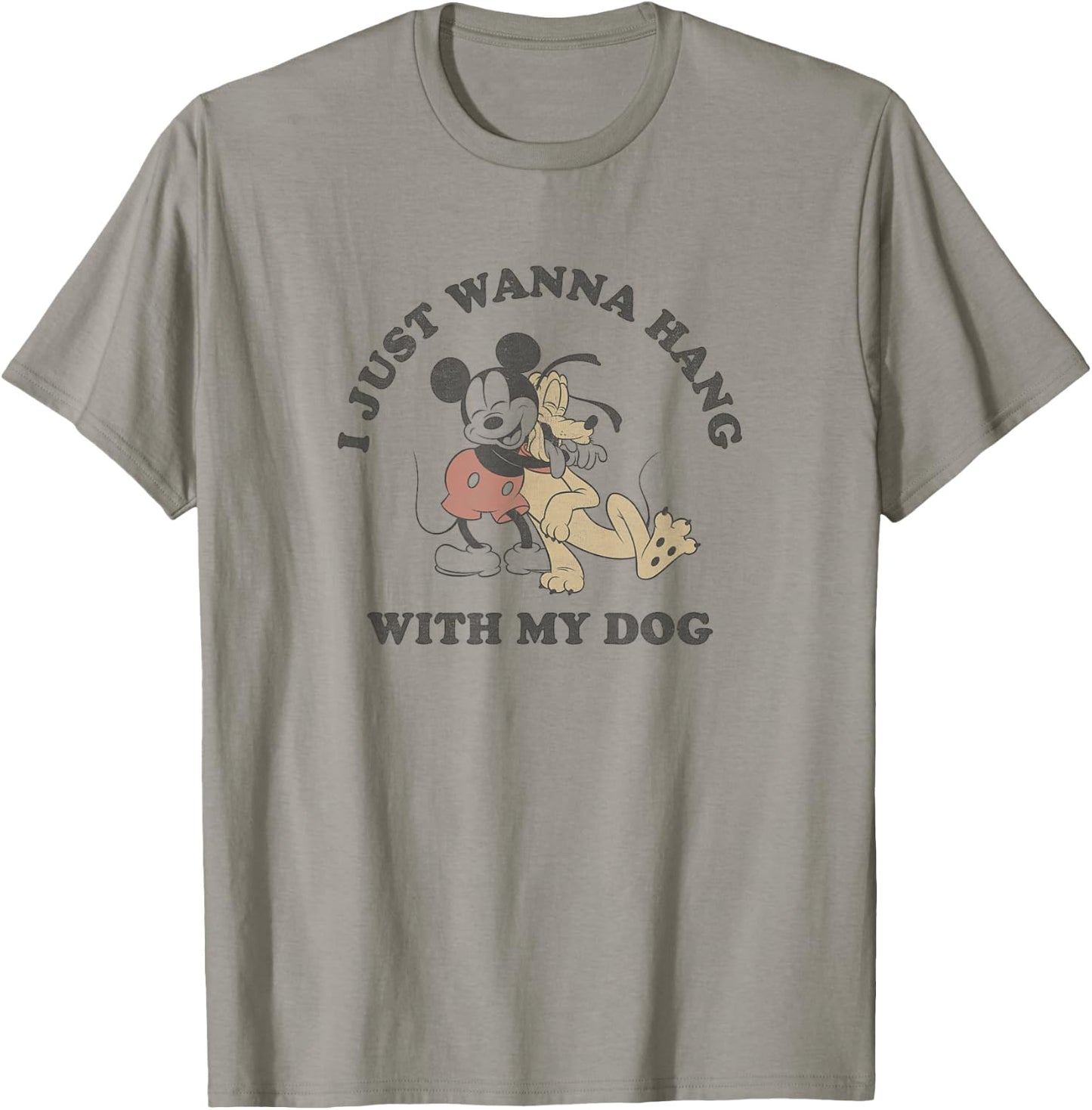 Disney Mickey & Pluto Hugging I Just Wanna Hang With My Dog T-Shirt - T-Shirt | Sand