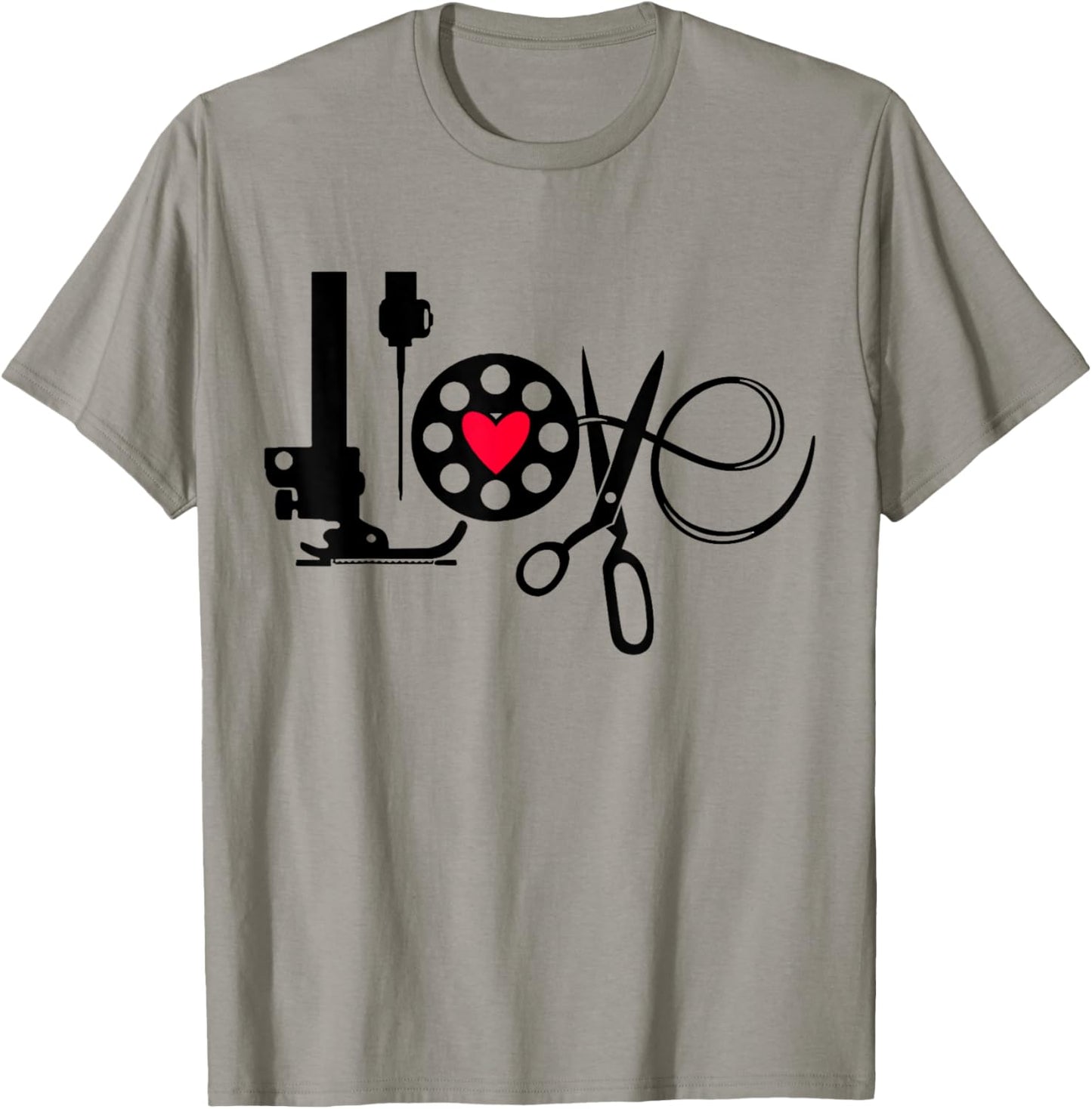 QuiltIing Sewing Heart Love Quilting Quilter Sewer Sewing T-Shirt - T-Shirt | Sand