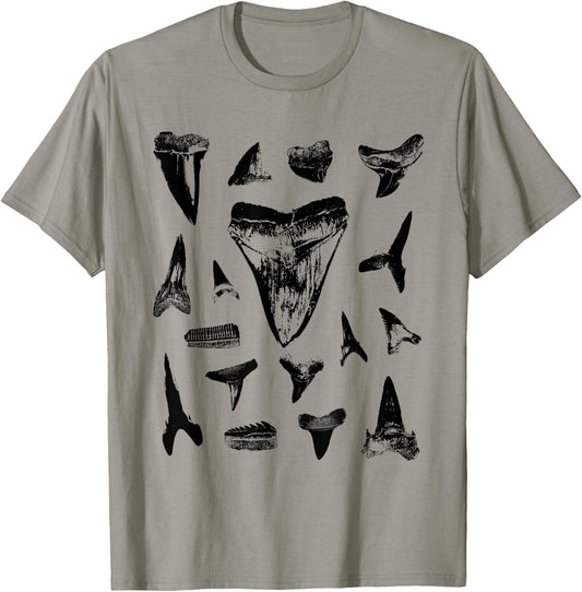 Shark Teeth Fossil Hunter Collector Multi Tooth Rock Hound T-Shirt - T-Shirt | Sand