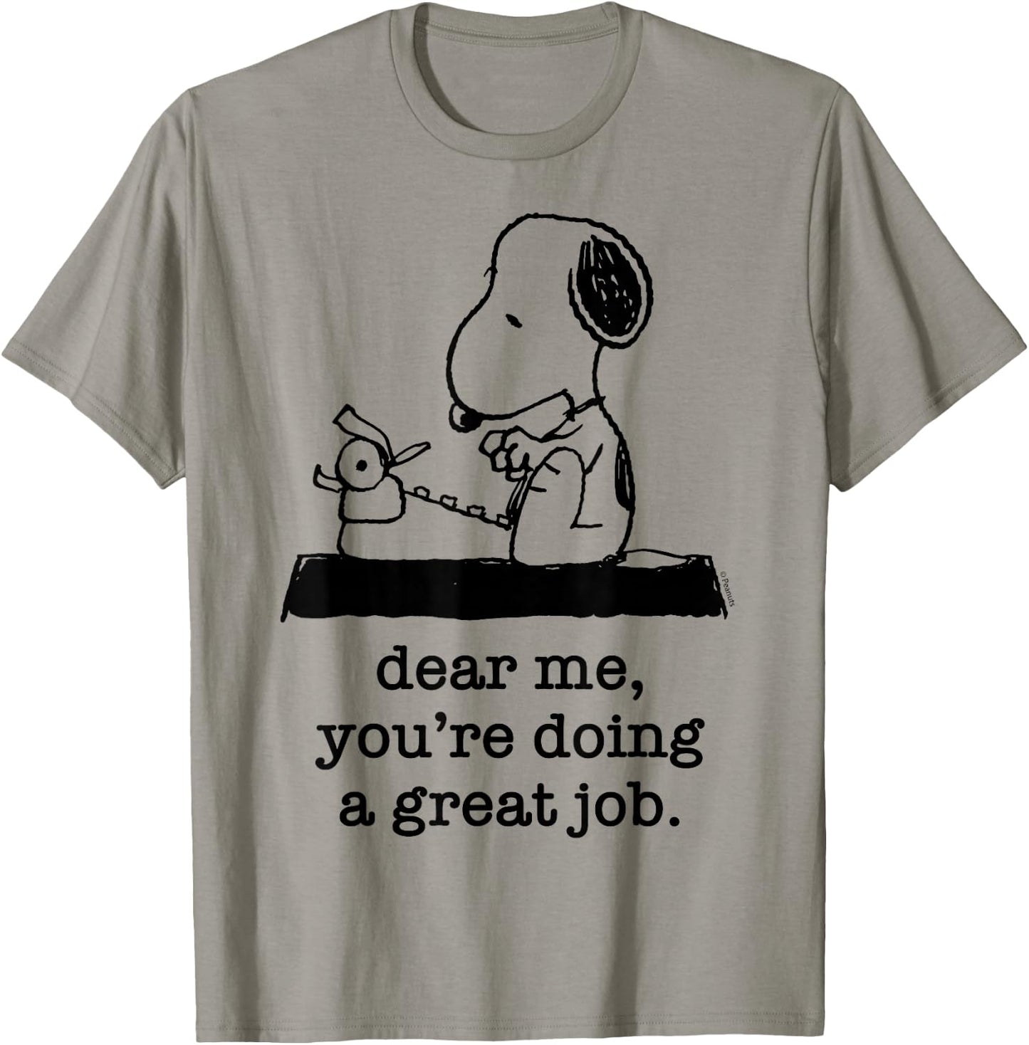 Peanuts - Snoopy Typewriter Dear Me You're Doing A Great Job T-Shirt - T-Shirt | Sand