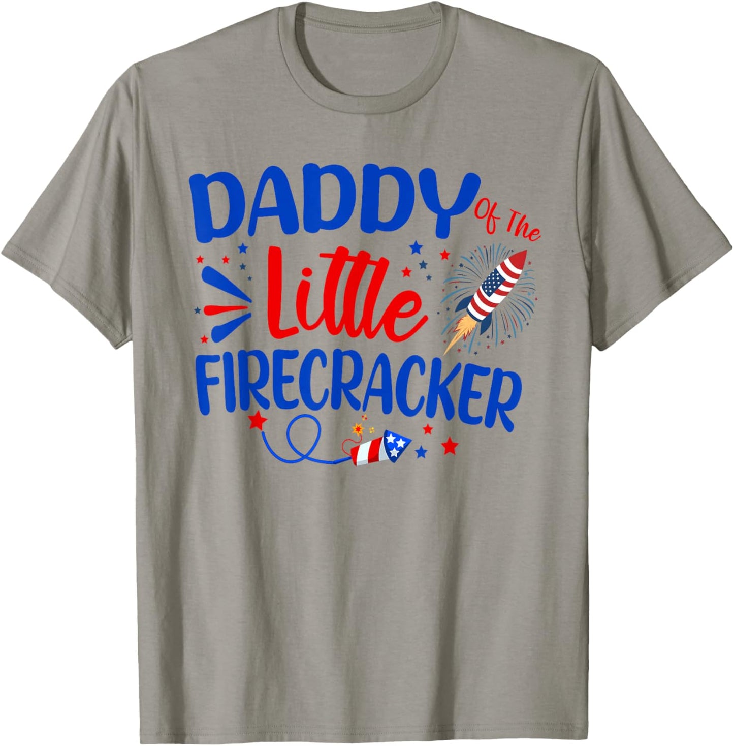 Daddy Of The Little Firecracker Family 4th of July Birthday T-Shirt - T-Shirt | Sand