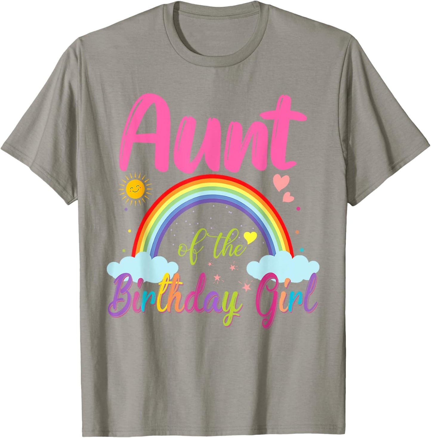Aunt Of The Birthday Girl Rainbow Birthday Matching Family T-Shirt - T-Shirt | Sand
