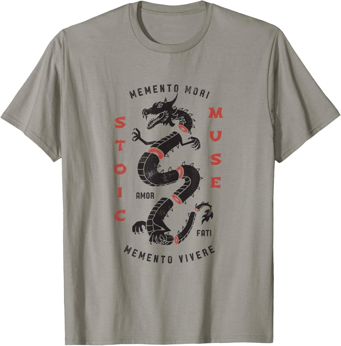 Stoic Quote | Memento Mori | Dragon Graphic T-Shirt - T-Shirt | Sand