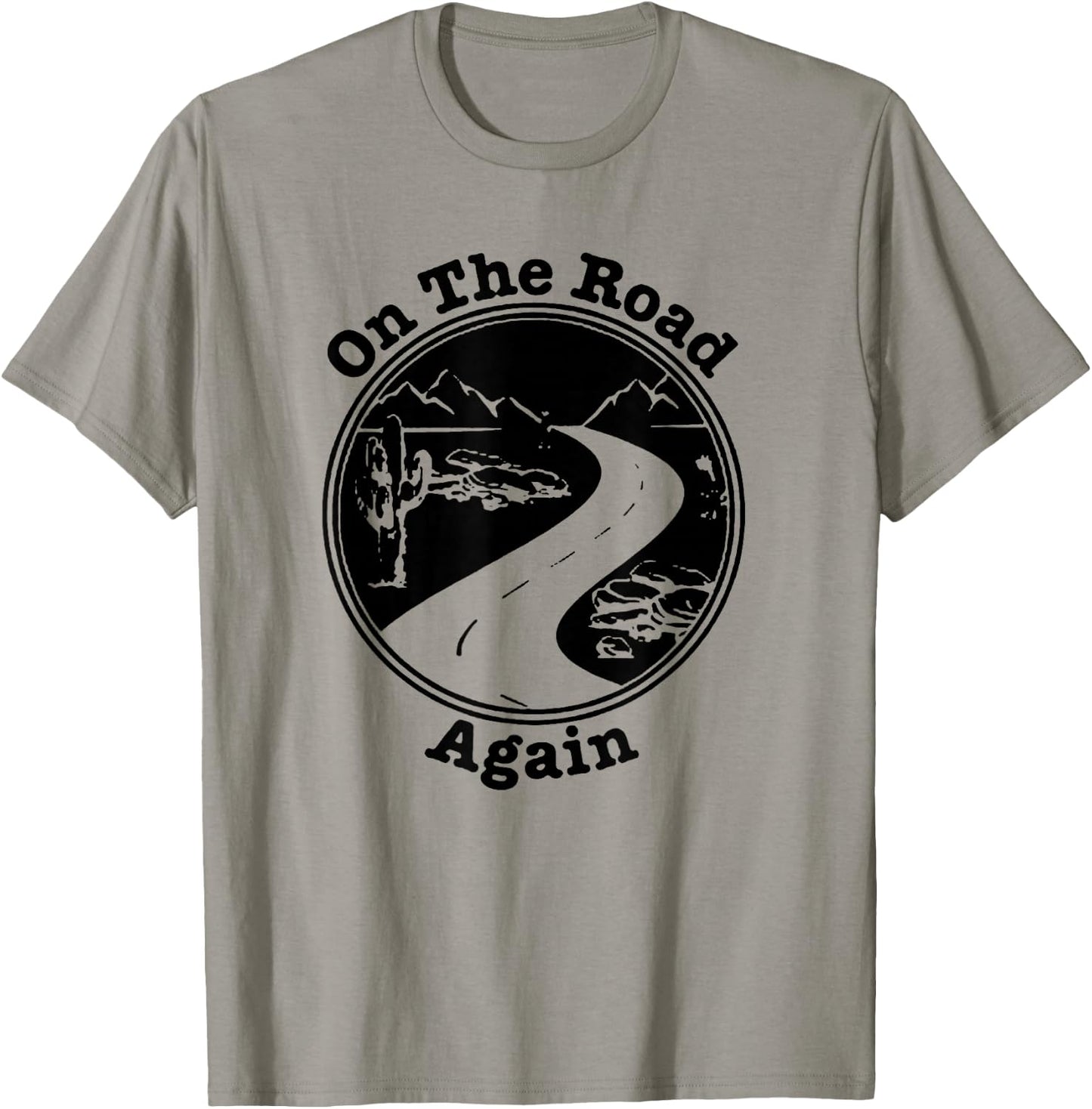 Traveling Buckle On The Road Again - Men's Grey Classic Fit Short Sleeve - Small T-Shirt - T-Shirt | Sand