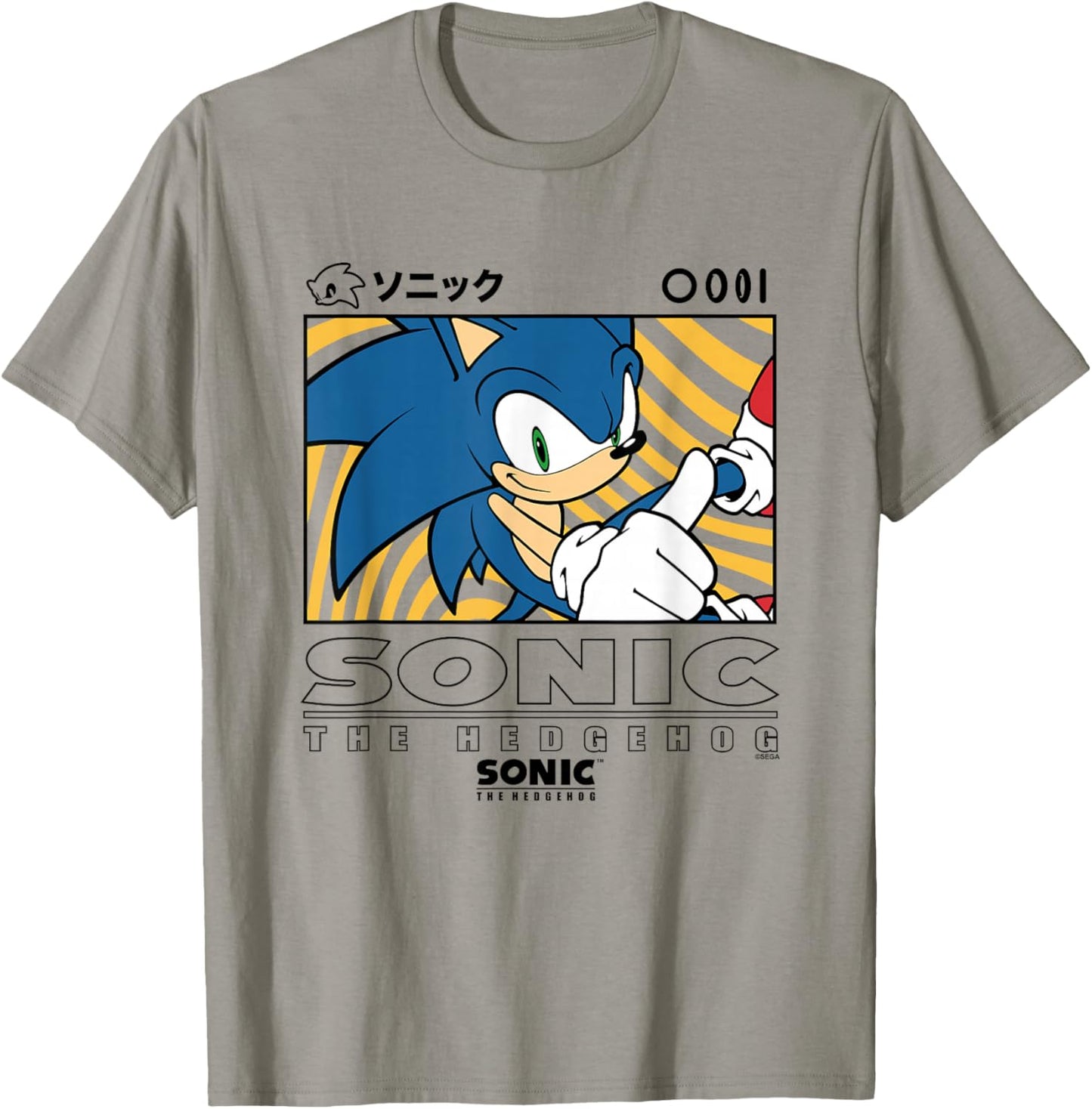 Sonic The Hedgehog Wavy Background Kanji Portrait T-Shirt - T-Shirt | Sand