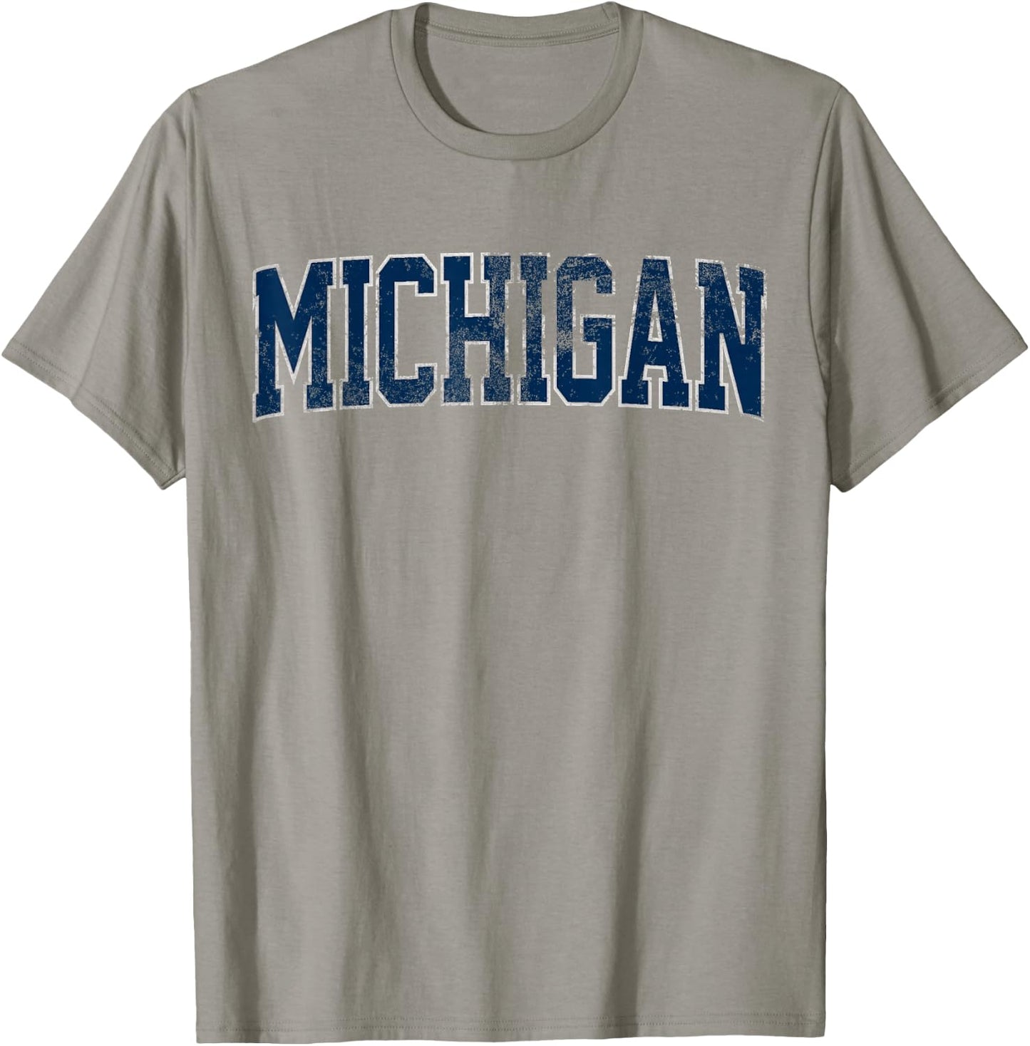 Vintage Michigan Look Maize Blue Men Retro Font Michigan T-Shirt - T-Shirt | Sand