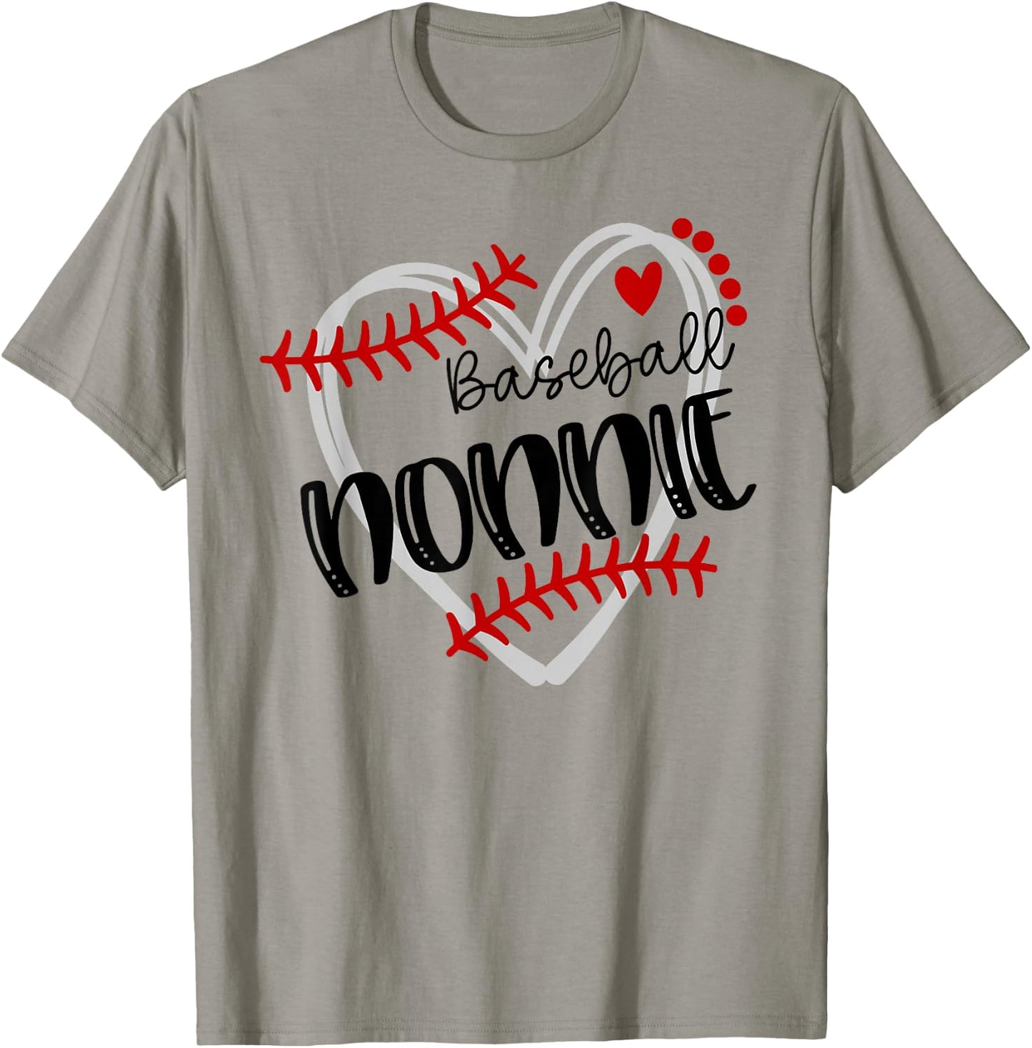Personalized Baseball Heart Cute Nonnie Women Baseball T-Shirt - T-Shirt | Sand