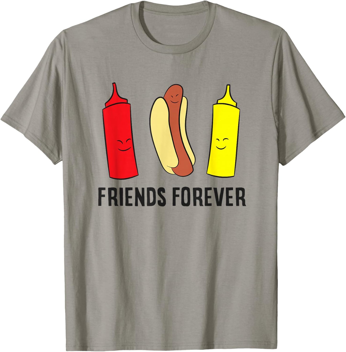 Hotdog Ketchup Mustard Friends Forever Funny Hot Dog T-Shirt - T-Shirt | Sand