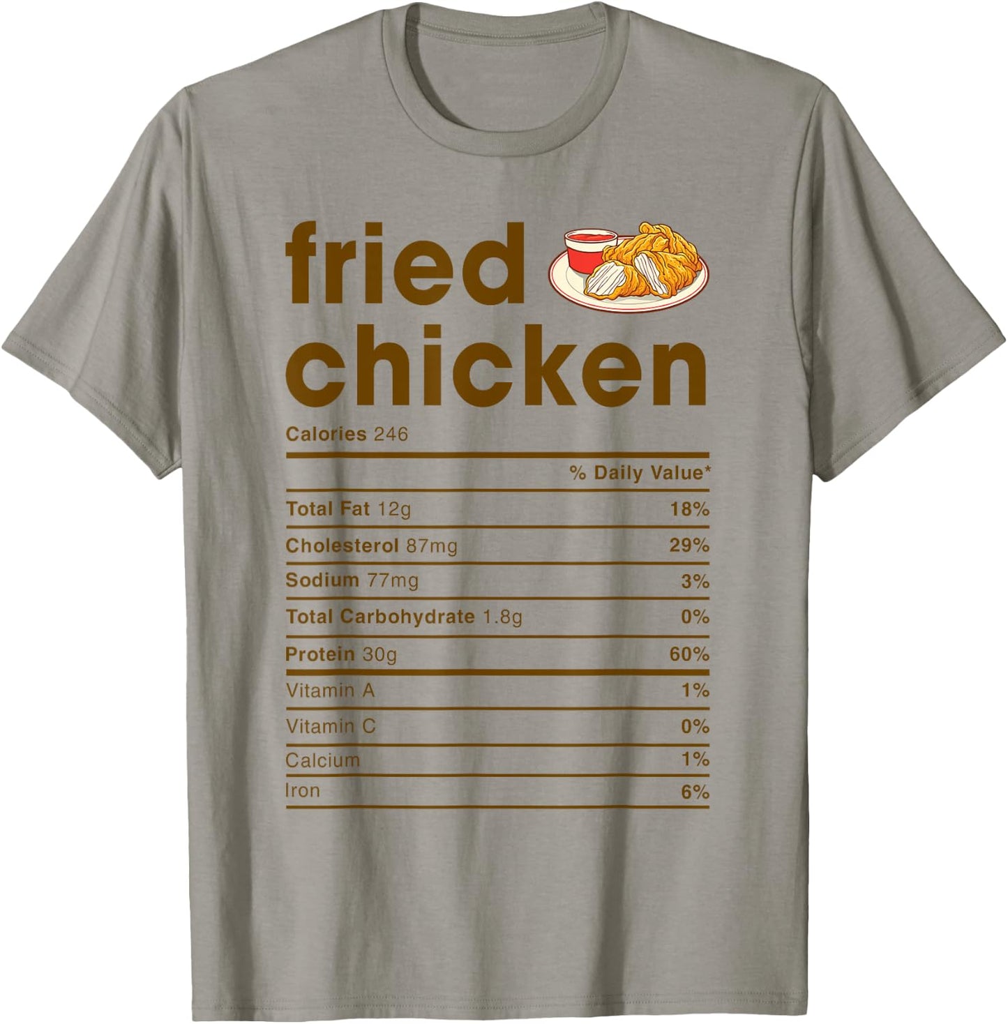 Food Nutrition Facts Shirts Co. Fried Chicken Nutrition Facts T-Shirt - T-Shirt | Sand