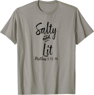 Salty and Lit Matthew 5 13 Catholic Gifts Funny Christian T-Shirt - T-Shirt | Sand