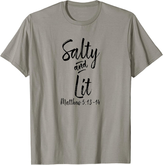 Salty and Lit Matthew 5 13 Catholic Gifts Funny Christian T-Shirt - T-Shirt | Sand