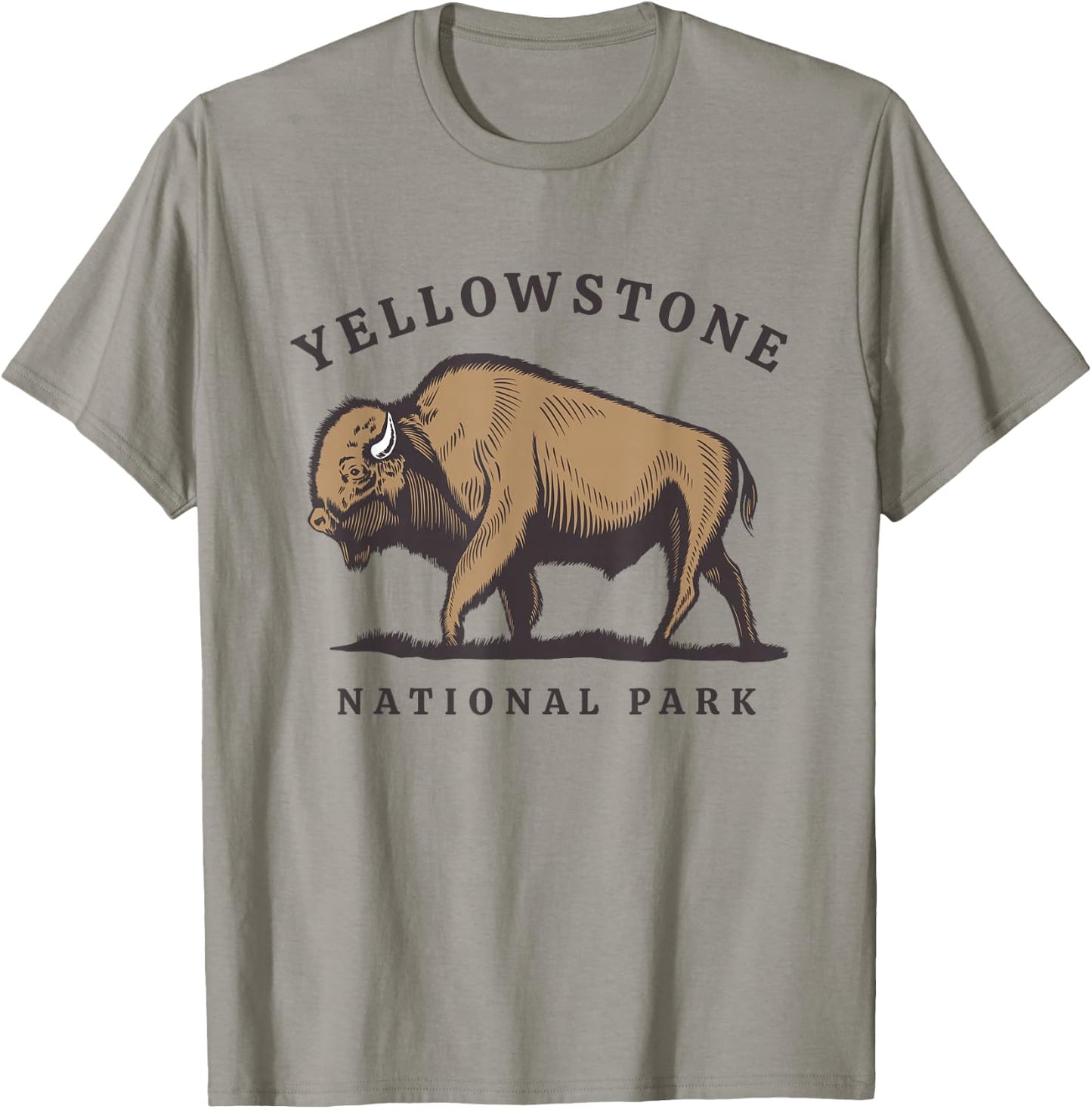 Yellowstone National Park Vintage Buffalo Bison Retro T-Shirt - T-Shirt | Sand