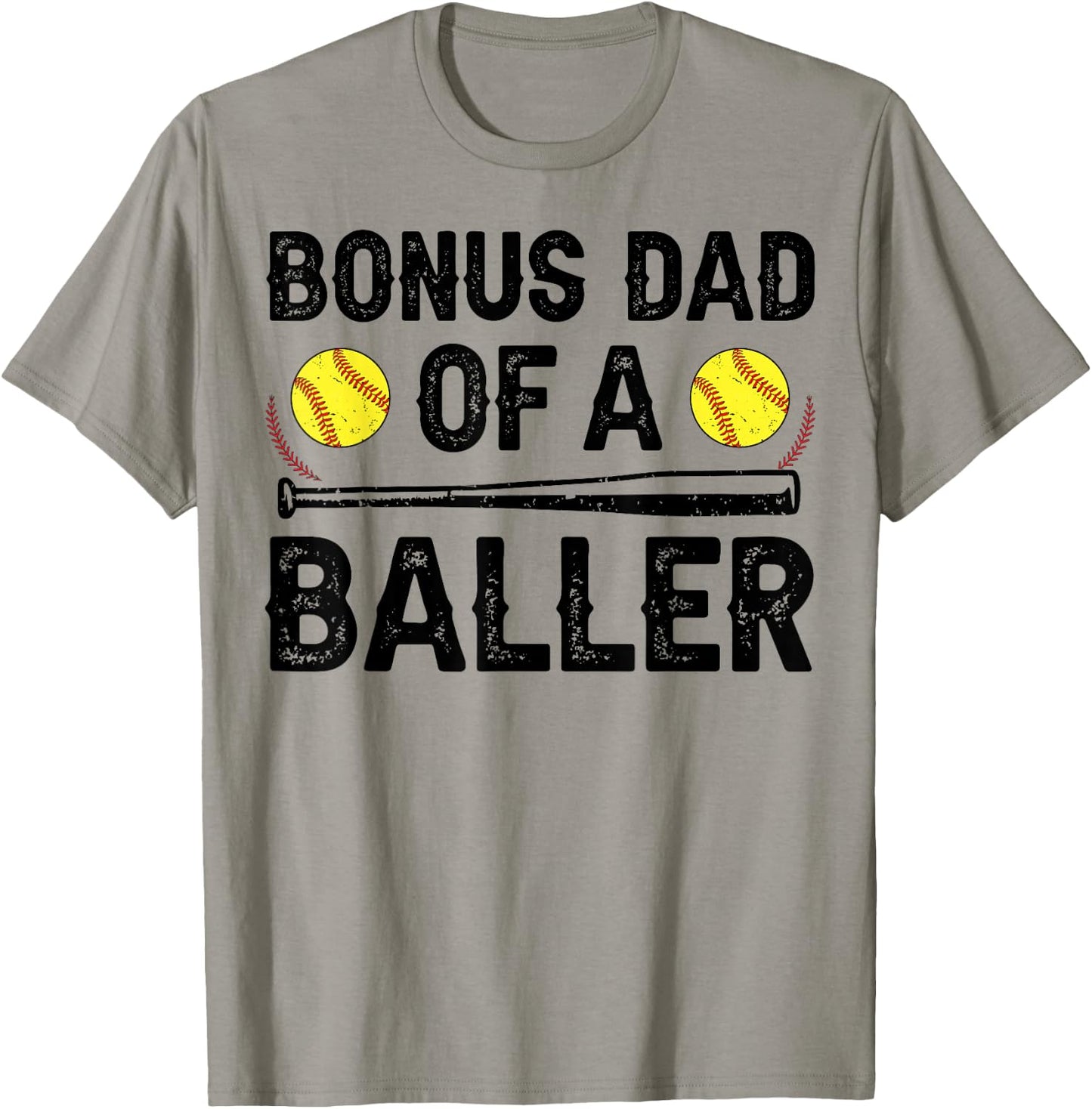 Bonus Dad Of A Baller Softball Bonus Dad Softball Step Dad T-Shirt - T-Shirt | Sand