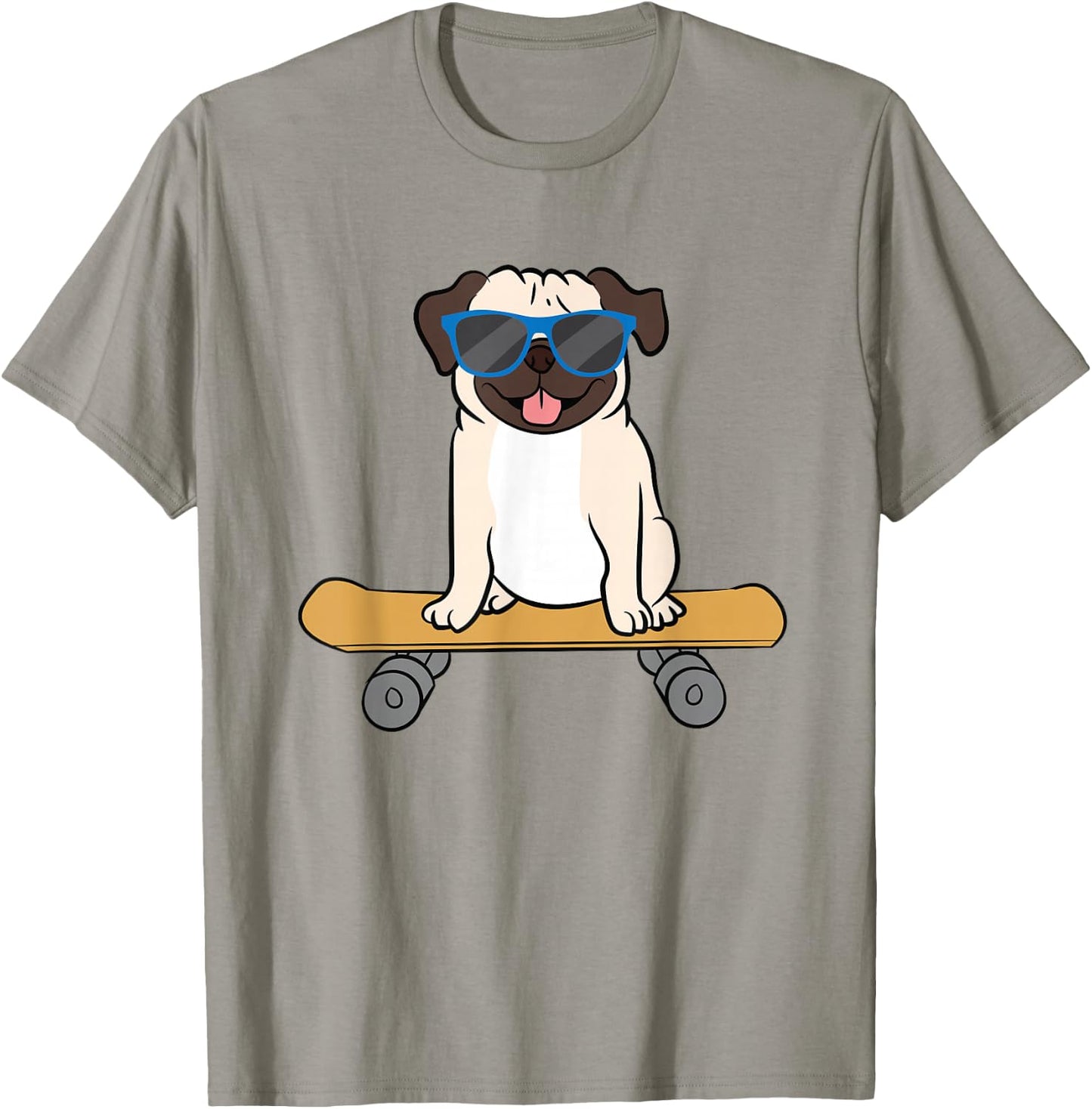 Skateboarding Pug Dog Skateboard Puppy T-Shirt - T-Shirt | Sand