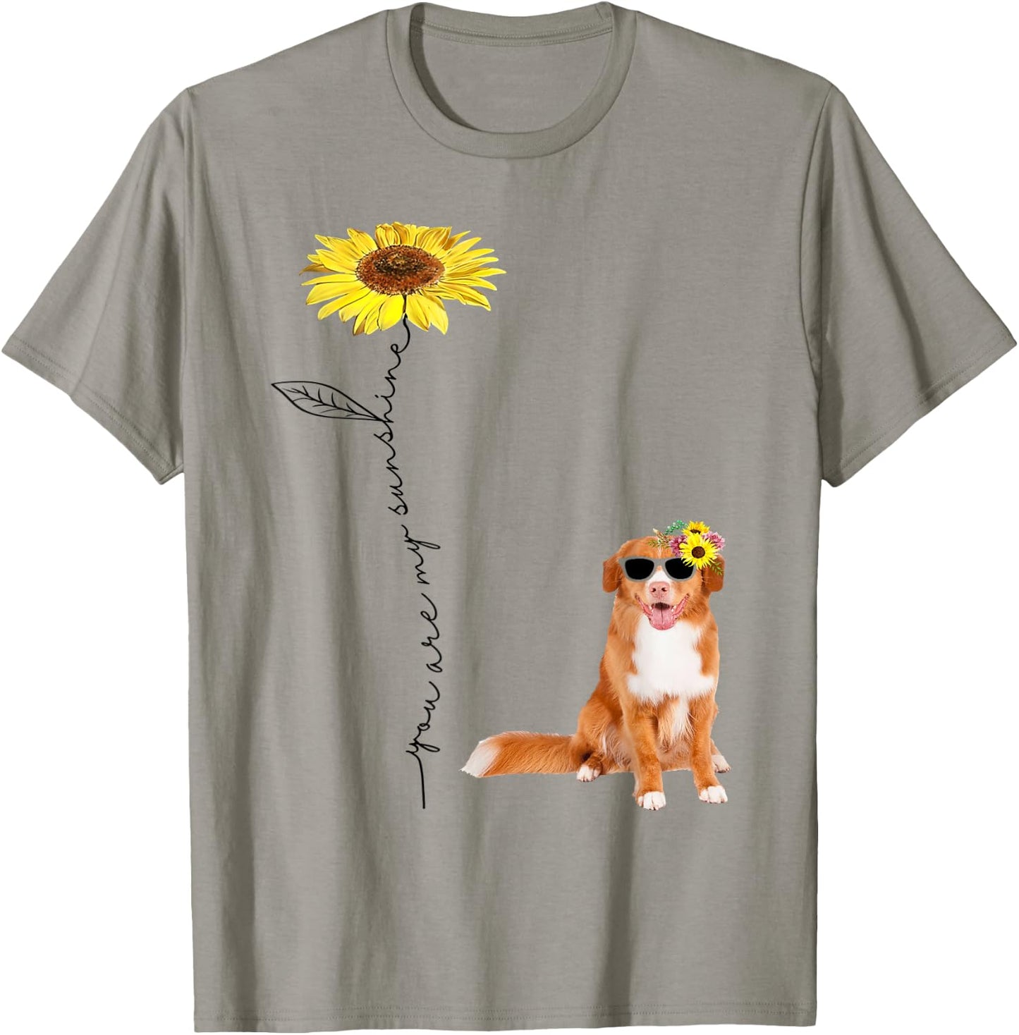 Sunflower and Nova Scotia Duck Tolling Retriever T-Shirt - T-Shirt | Sand