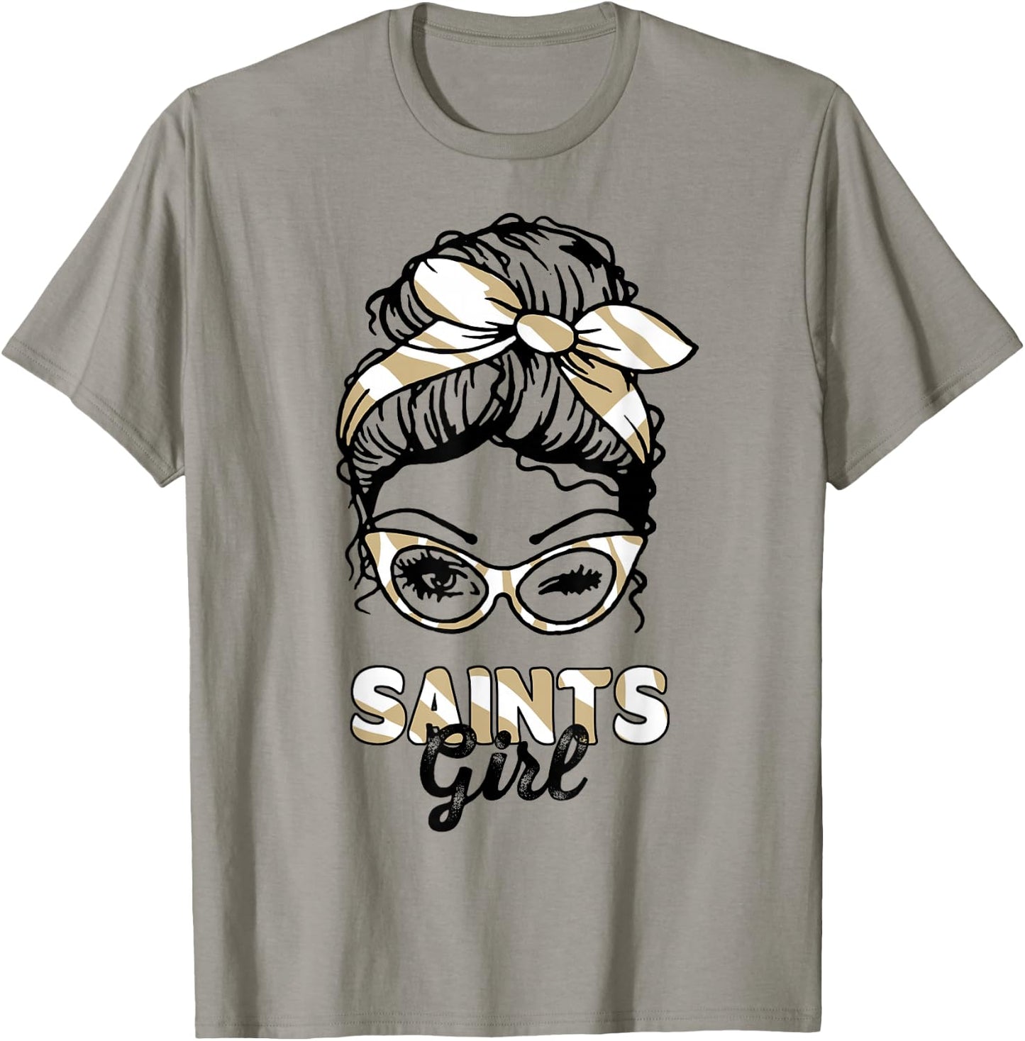 Saints Girl Messy Bun T-Shirt - T-Shirt | Sand
