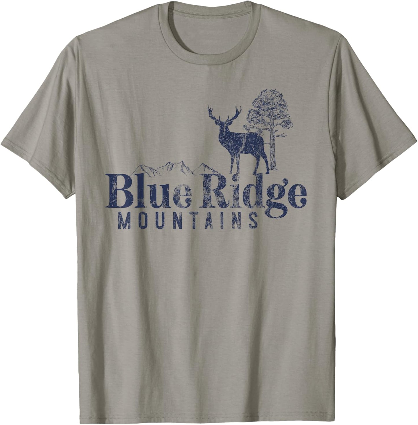 Blue Ridge Mountains Vintage Retro Style Men Women Outdoors T-Shirt - T-Shirt | Sand