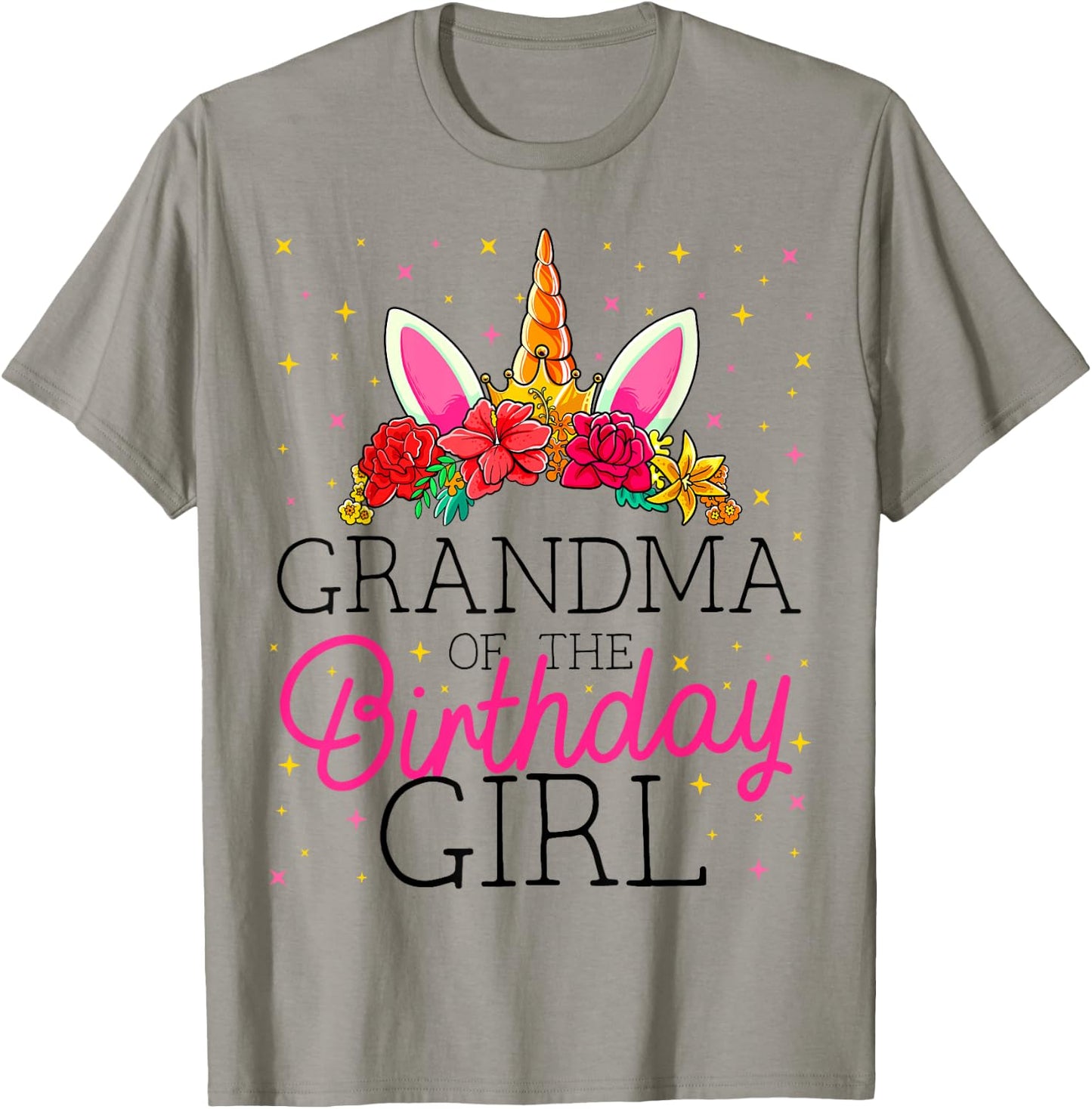 Grandma of the Birthday Girl Grandmother Unicorn Birthday T-Shirt - T-Shirt | Sand