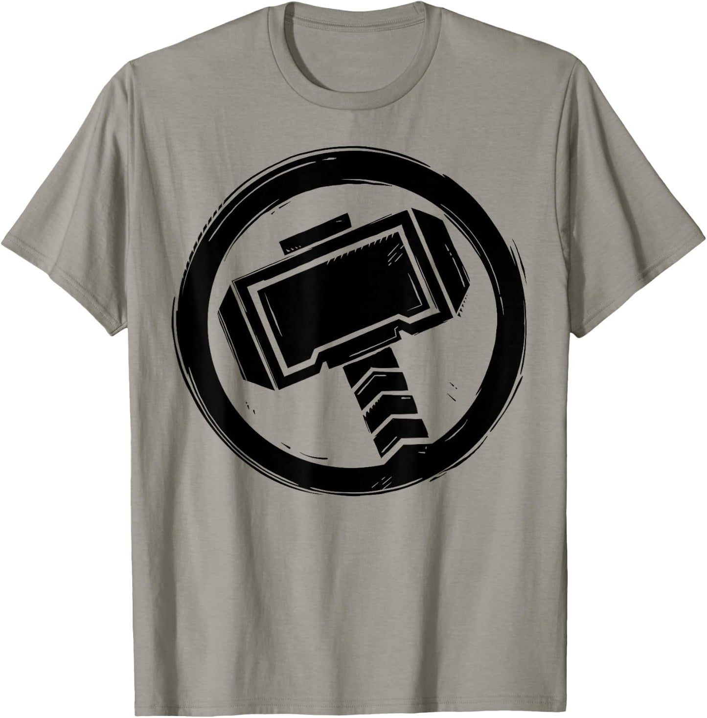Marvel Thor Woodcut Hammer Logo T-Shirt - T-Shirt | Sand