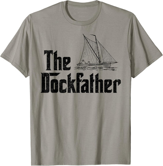 The Dockfather Funny Boating Fishing Boat Dad Captain Boater T-Shirt - T-Shirt | Sand