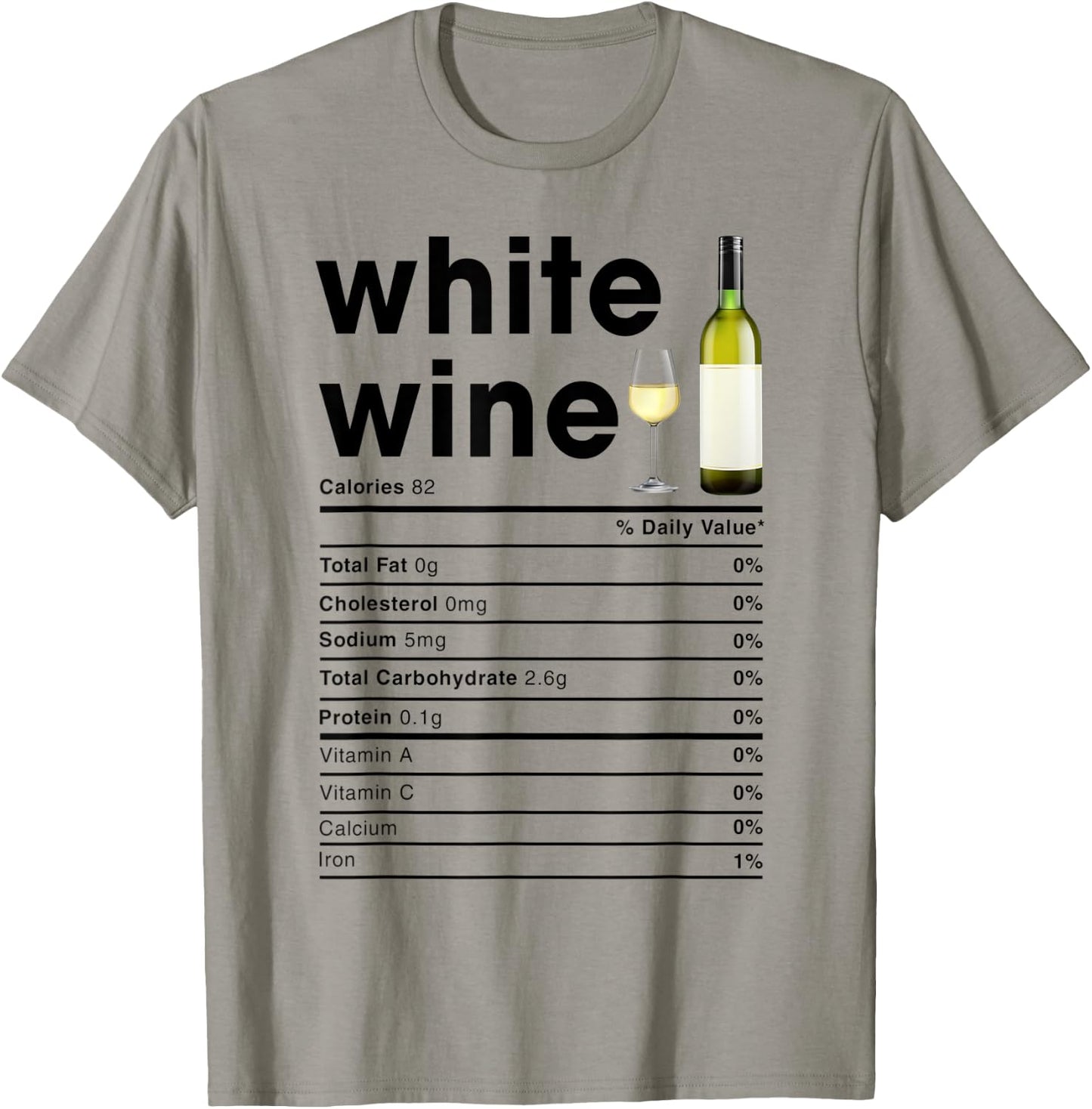 White Wine Nutrition Facts T-Shirt - T-Shirt | Sand