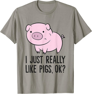 I Just Really Like Pigs, OK? Kids Boys Love Pigs T-Shirt - T-Shirt | Sand