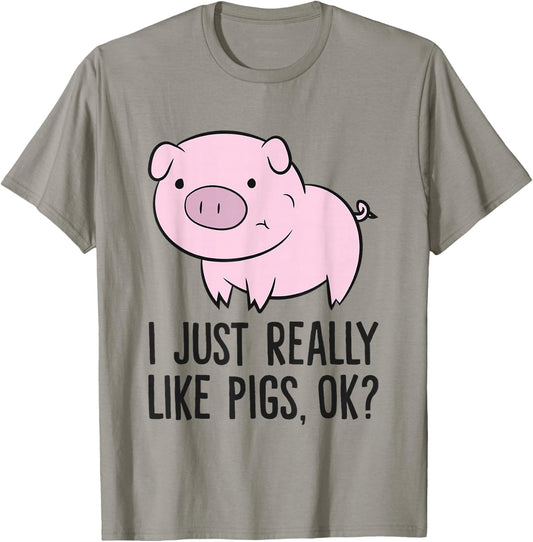 I Just Really Like Pigs, OK? Kids Boys Love Pigs T-Shirt - T-Shirt | Sand