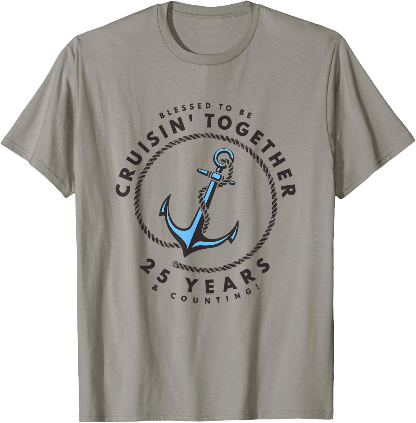 Couples Matching 25th Anniversary Cruise - Boat Anchor T-Shirt - T-Shirt | Sand