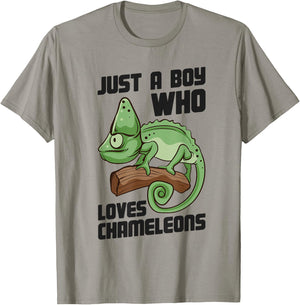 Cute Lizard Chameleon Just a Boy Who Loves Chameleons T-Shirt - T-Shirt | Sand