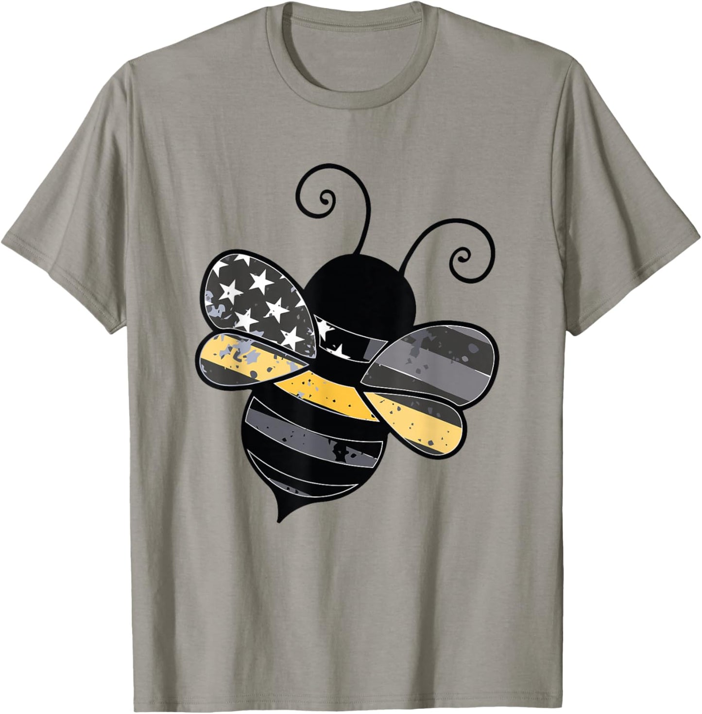 Proud Thin Gold Line Bumble Bee Patriotic 911 Dispatcher T-Shirt - T-Shirt | Sand