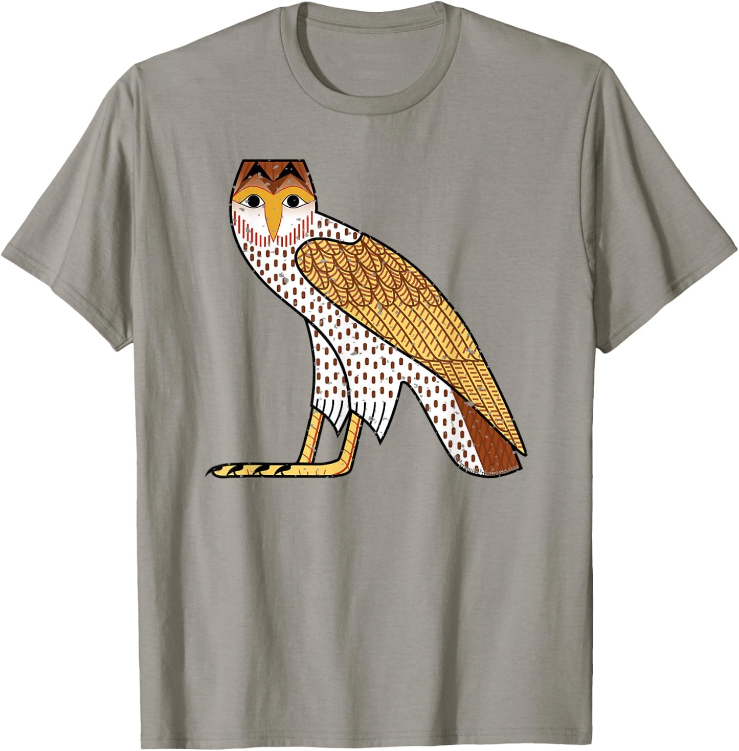 Ancient Egyptian Owl Wisdom Protection Hieroglyphic Letter M T-Shirt - T-Shirt | Sand