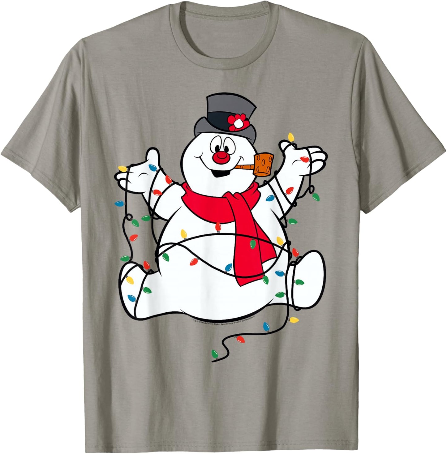 Frosty The Snowman Christmas Lights Portrait Short Sleeve T-Shirt - T-Shirt | Sand