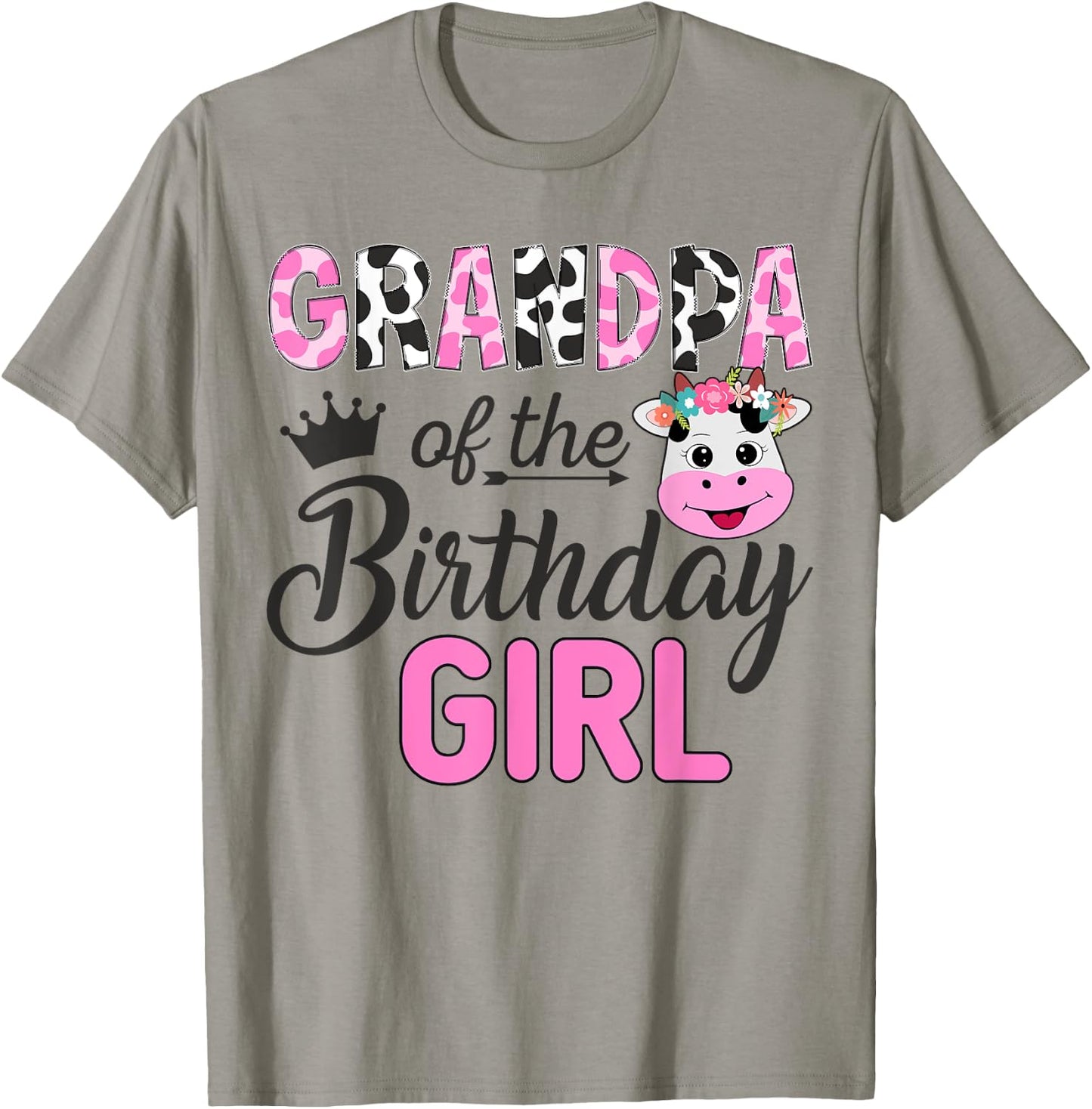 Grandpa of The Birthday Girl Farm Cow 1 St Birthday Girl T-Shirt - T-Shirt | Sand