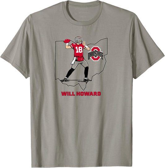 Ohio State Football: Will Howard State Star T-Shirt - T-Shirt | Sand