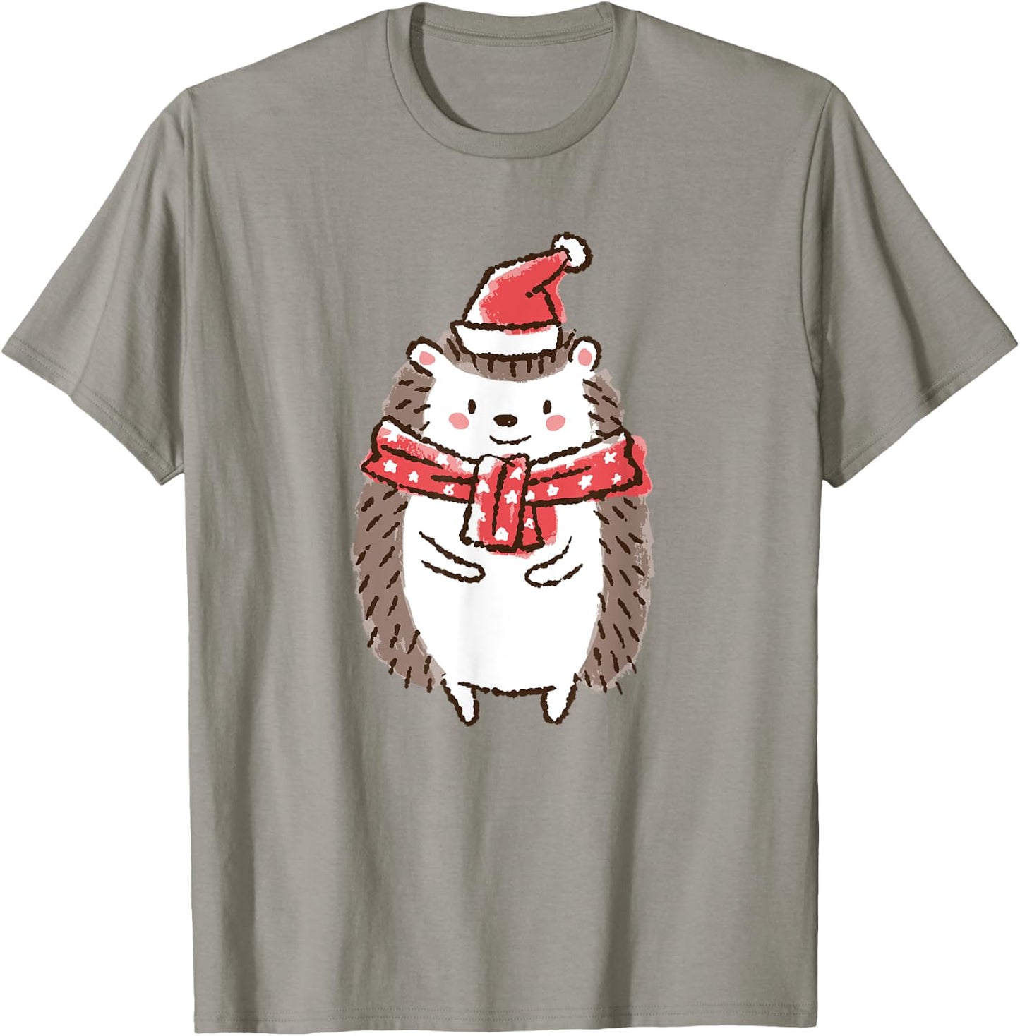 Cute Christmas Hedgehog Holiday T-Shirt - T-Shirt | Sand