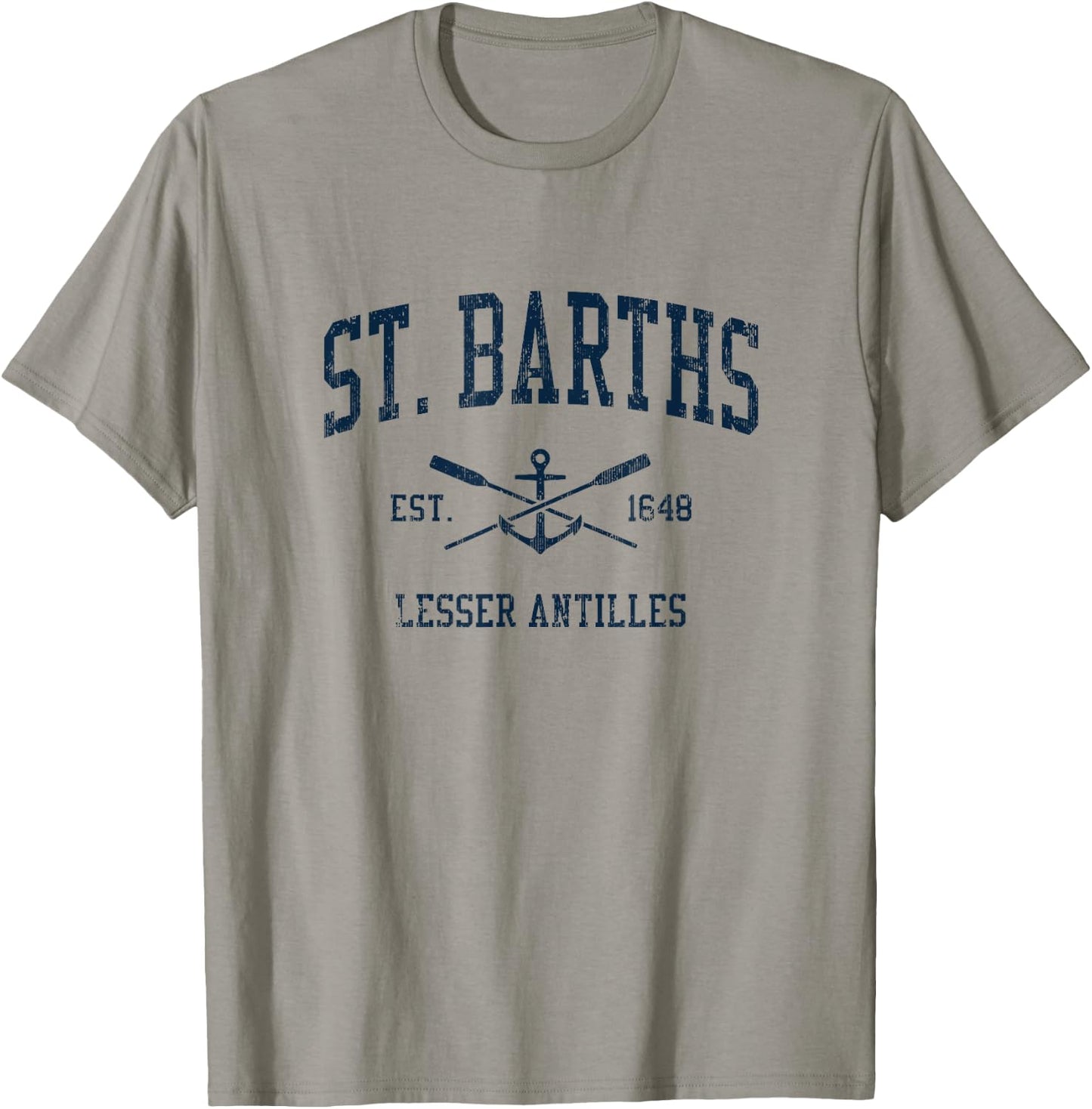 St. Barths Vintage Navy Crossed Oars & Boat Anchor T-Shirt - T-Shirt | Sand